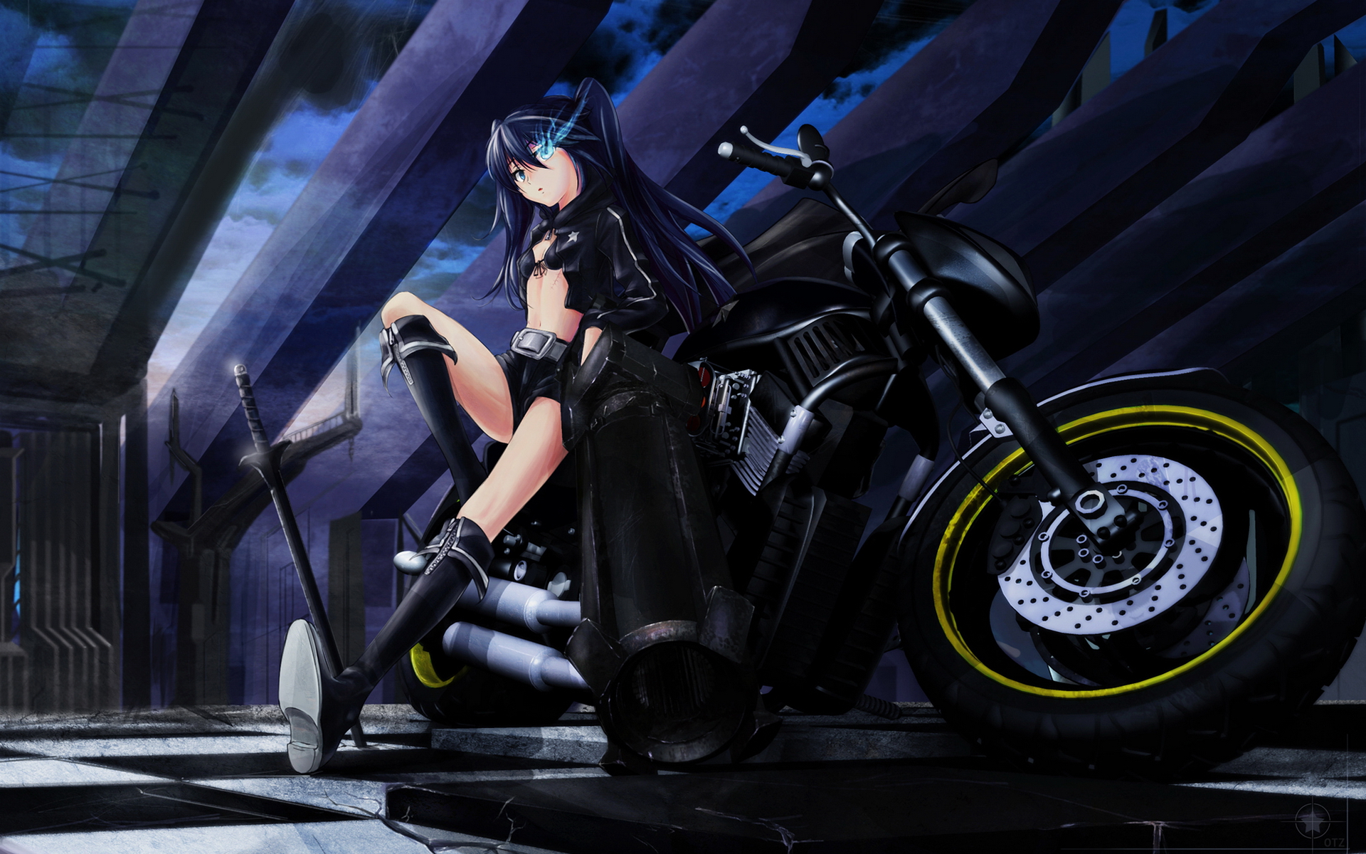 Скачать обои аниме, black rock shooter, kartinka, yepizod, personazh  разрешение 800x480 #51768