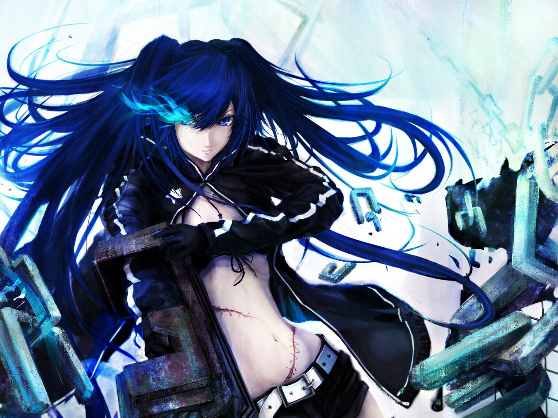 Обои девушка, аниме, black rock shooter, oruzhie, girl, anime разрешение 1920x1440 Загрузить