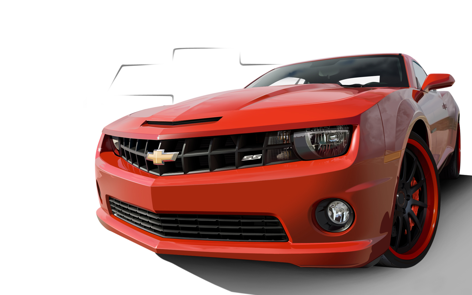 спортивный автомобиль красный Chevrolet Camaro загрузить