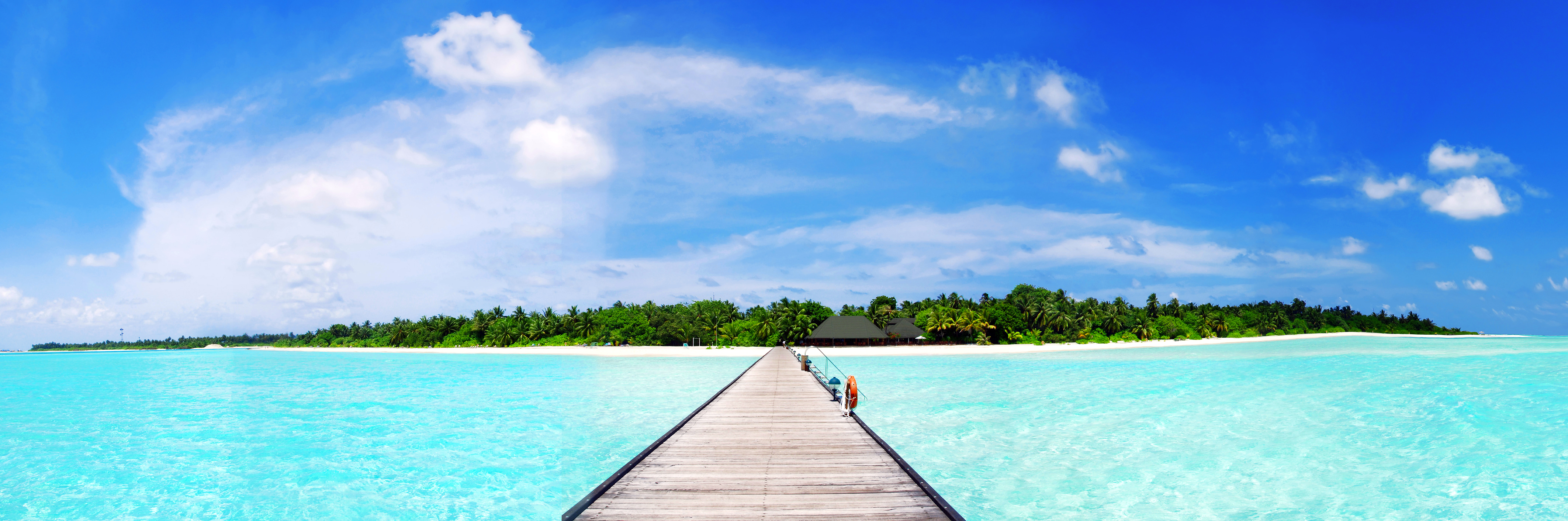 Обои остров, тропики, мальдивы, island, tropics, the maldives разрешение 4251x1412 Загрузить