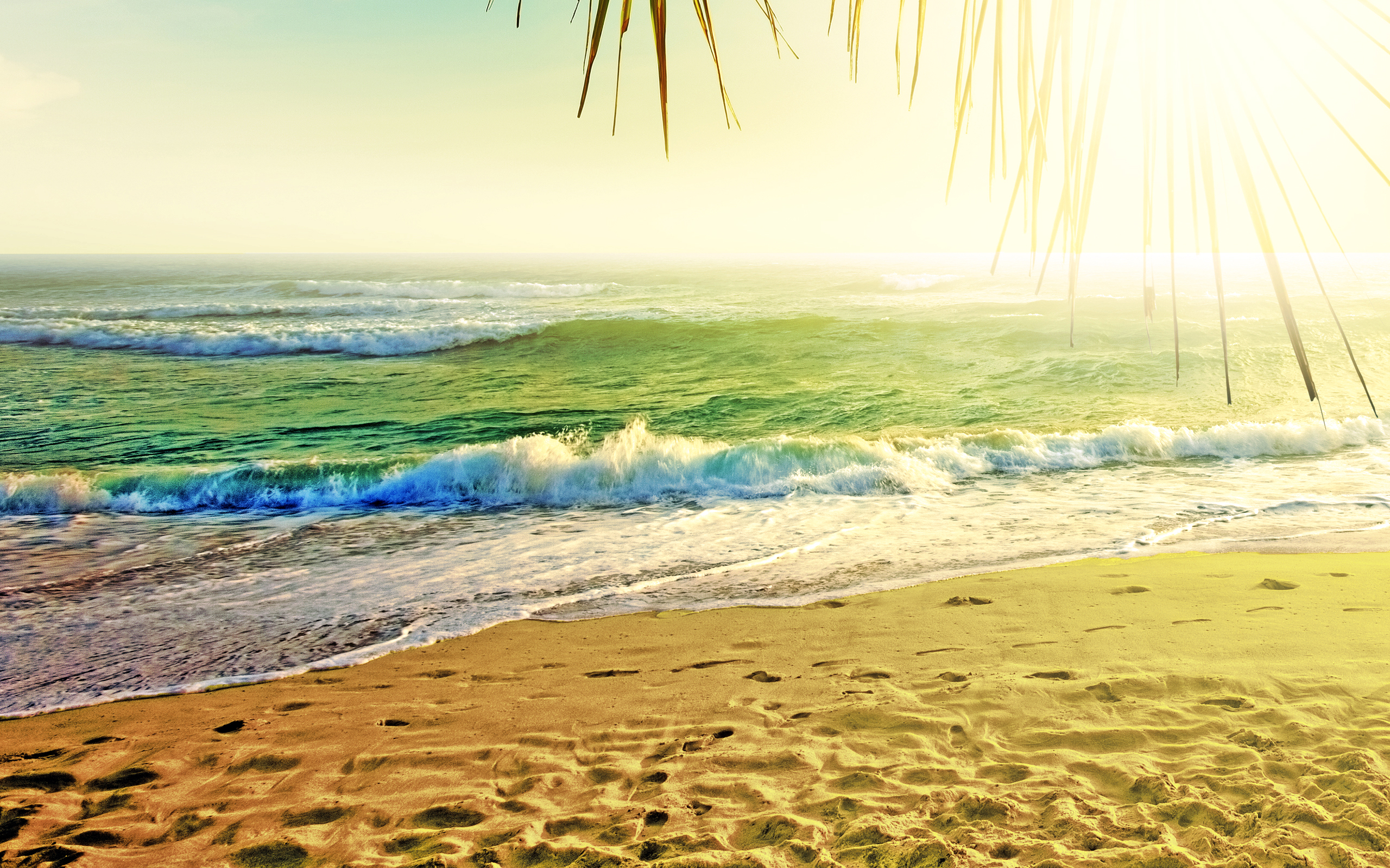 Обои солнце, море, пляж, отдых, тропики, the sun, sea, beach, stay, tropics разрешение 2560x1600 Загрузить