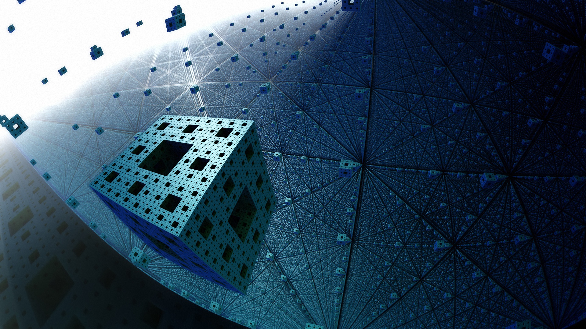 Обои паутина, куб, фрактал, 3д, губка менгера, web, cube, fractal, 3d, the menger sponge разрешение 1920x1080 Загрузить