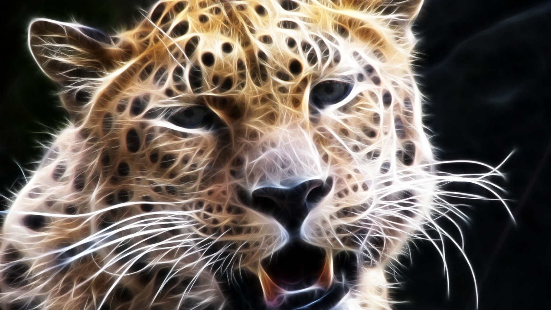 Обои морда, усы, взгляд, леопард, 3d графика, face, mustache, look, leopard, 3d graphics разрешение 1920x1080 Загрузить