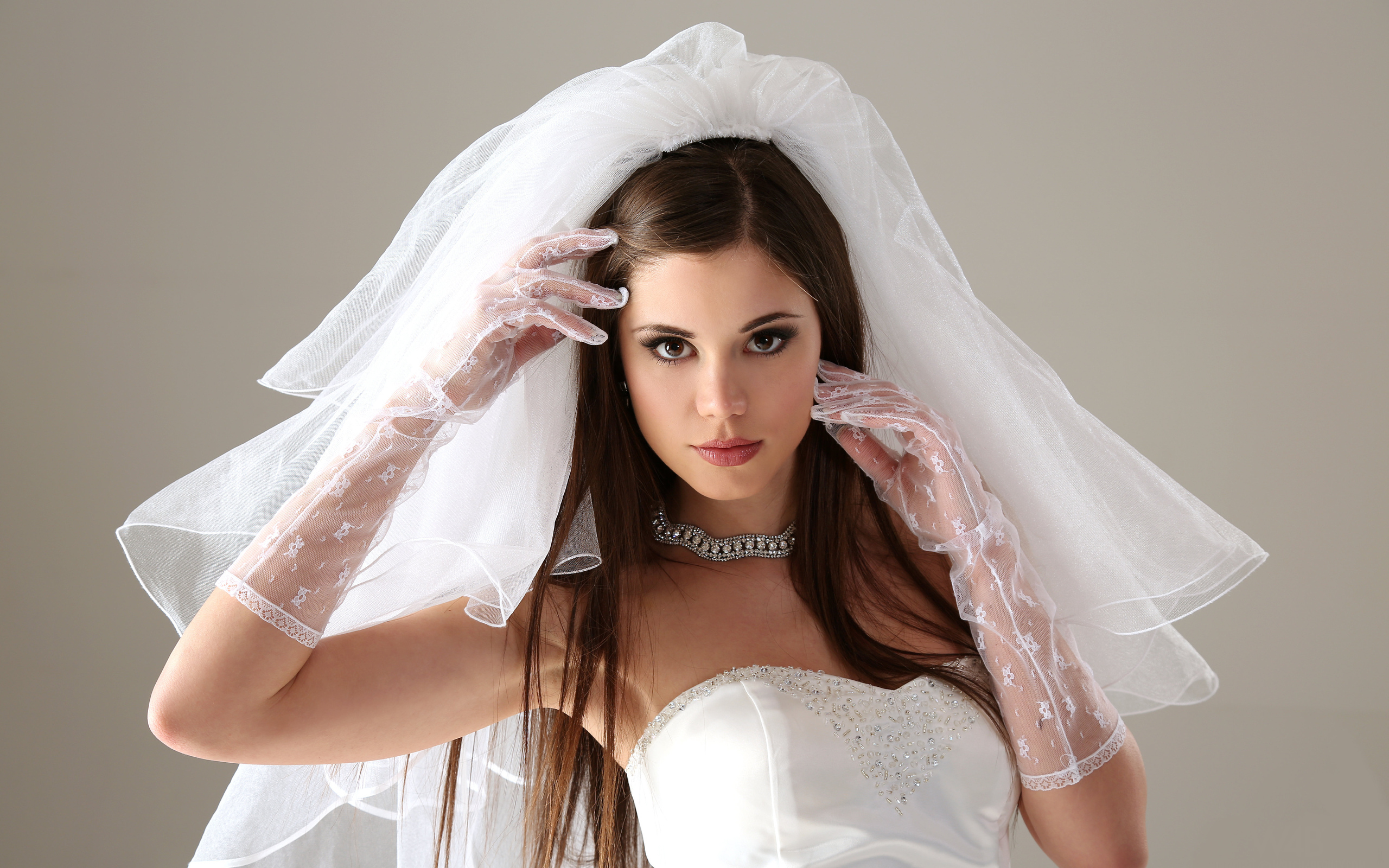 Обои платье, невеста, перчатки, фата, литл каприс, dress, the bride, gloves, veil, little caprice разрешение 2560x1600 Загрузить