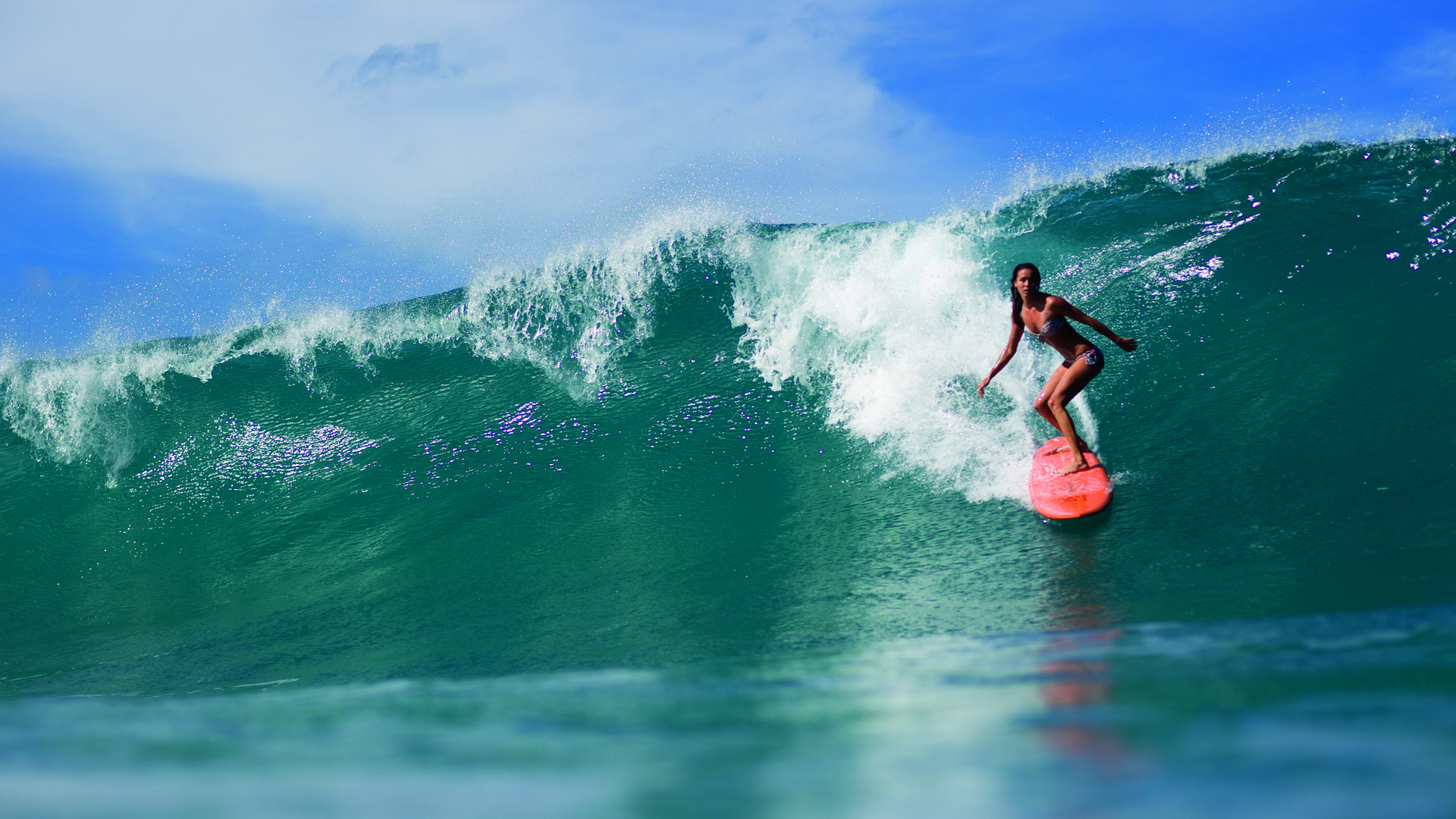 Обои девушка, серфинг, girl, surfing разрешение 1920x1080 Загрузить