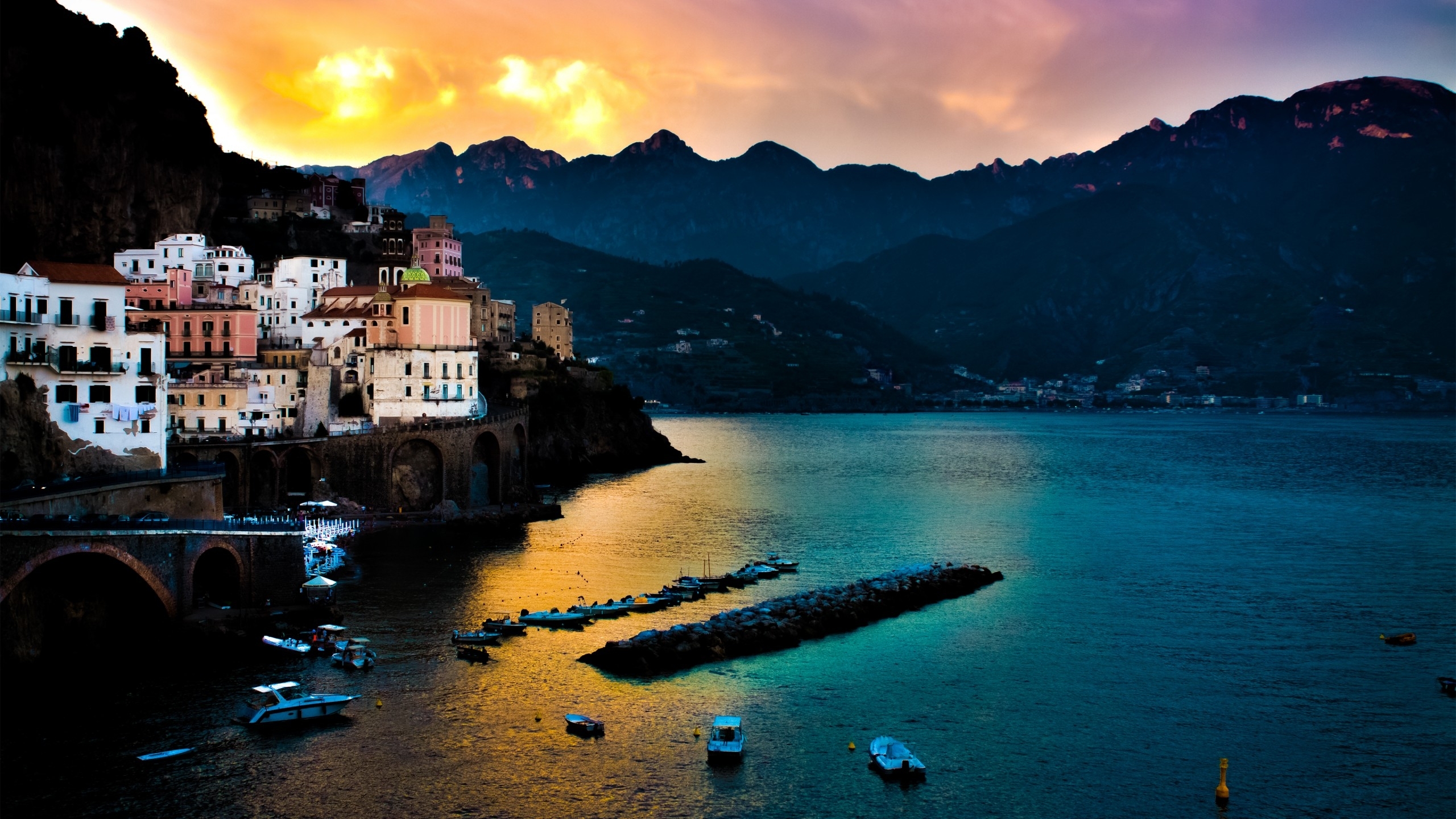 Обои побережье амальфи, the amalfi coast разрешение 2560x1440 Загрузить