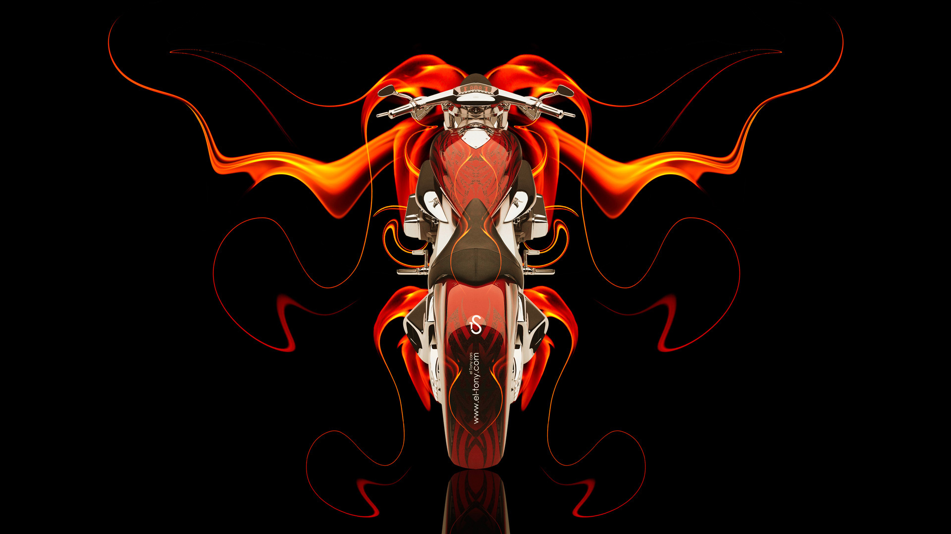 Оранжевый мотоцикл на черном фоне