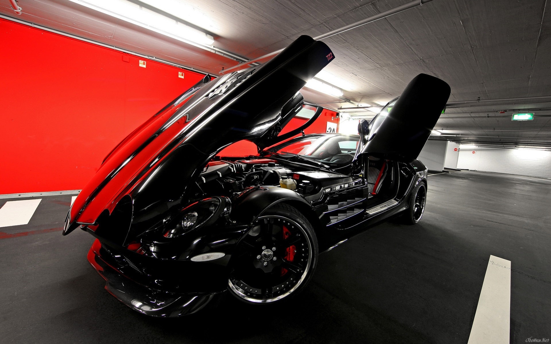 Обои чёрный блестящий макларен слр, shiny black mclaren slr разрешение 1920x1200 Загрузить