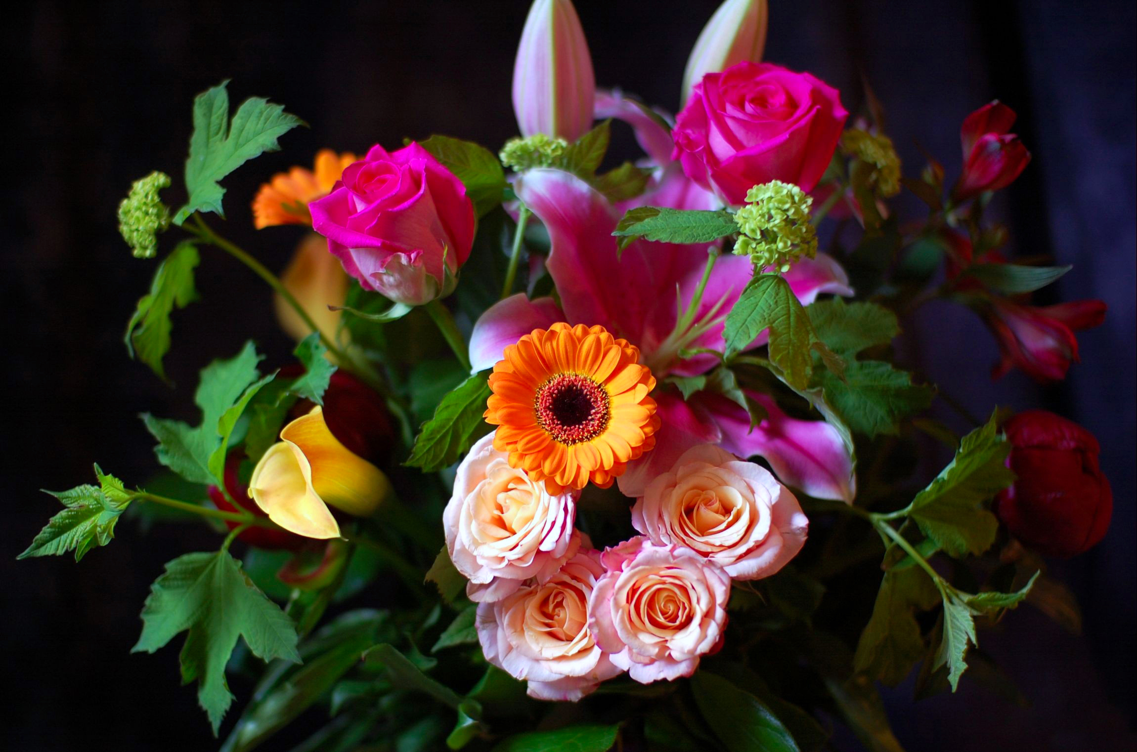 Обои цветы, лепестки, букет, flowers, petals, bouquet разрешение 2300x1522 Загрузить