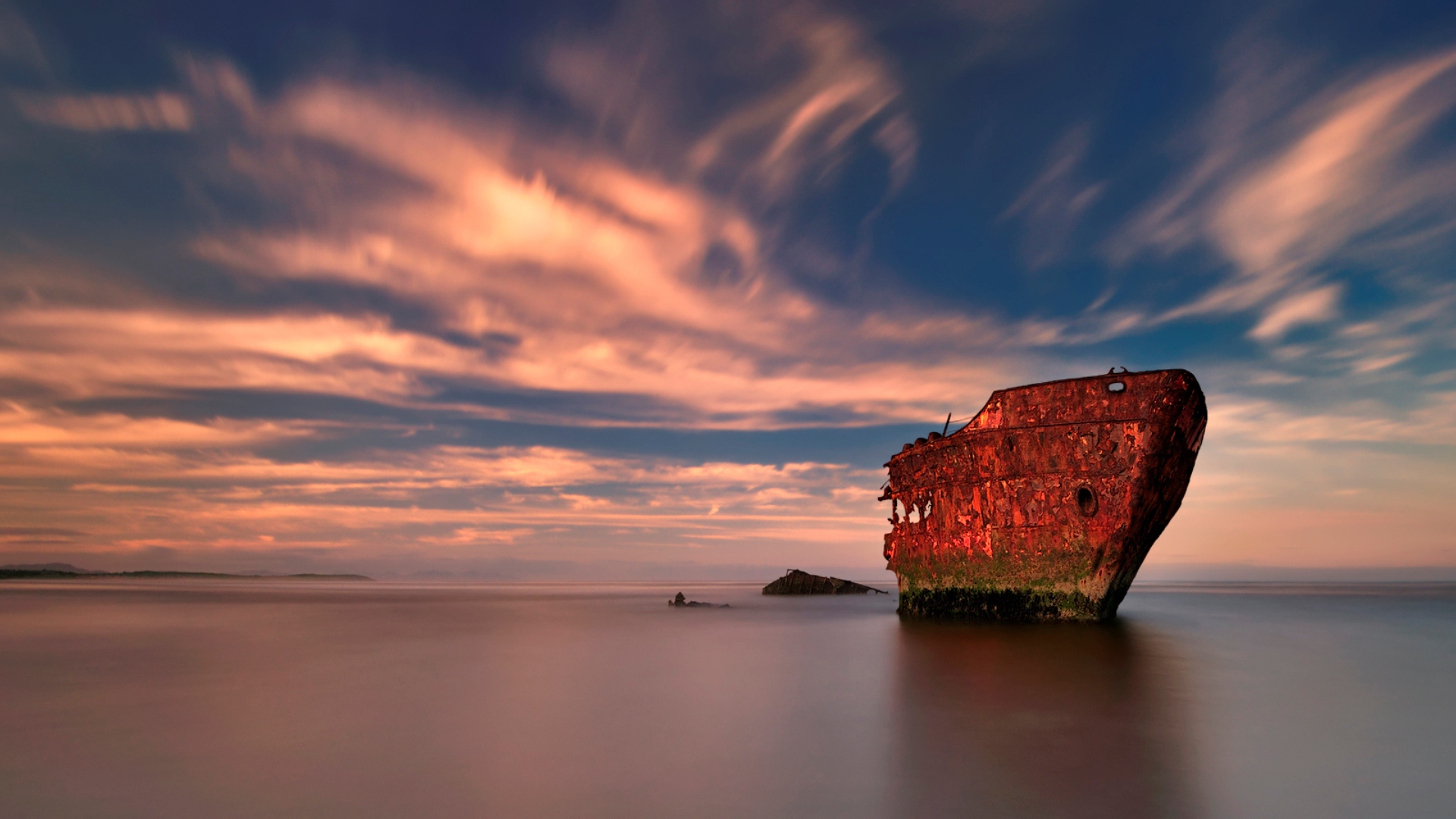 Обои небо, берег, корабль, ржавчина, the sky, shore, ship, rust разрешение 1920x1080 Загрузить