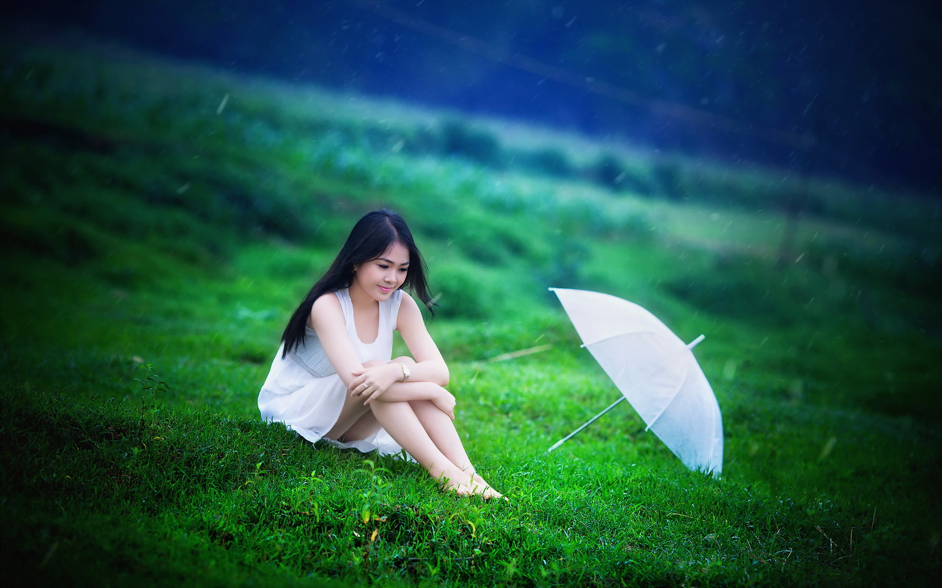 Обои трава, девушка, лето, дождь, зонт, зонтик, азиатка, grass, girl, summer, rain, umbrella, asian разрешение 1920x1200 Загрузить