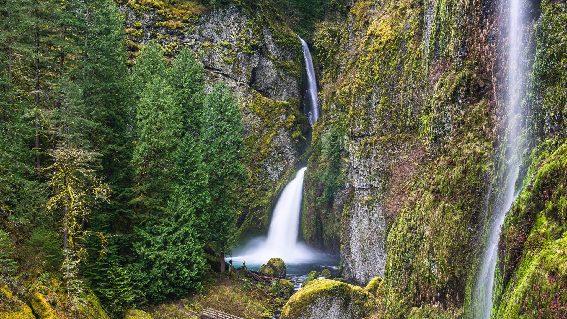 Обои ущелье реки колумбия, wachlella водопад, the columbia river gorge, wachlella waterfall разрешение 1920x1080 Загрузить