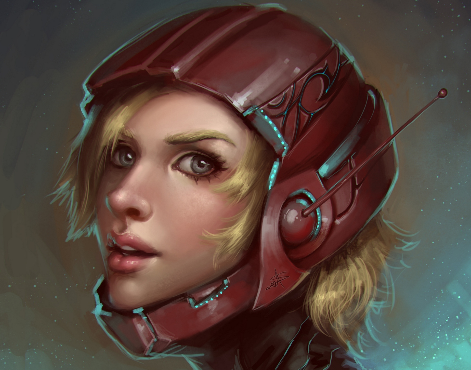 Обои арт, девушка, блондинка, шлем, art, girl, blonde, helmet разрешение 1920x1508 Загрузить