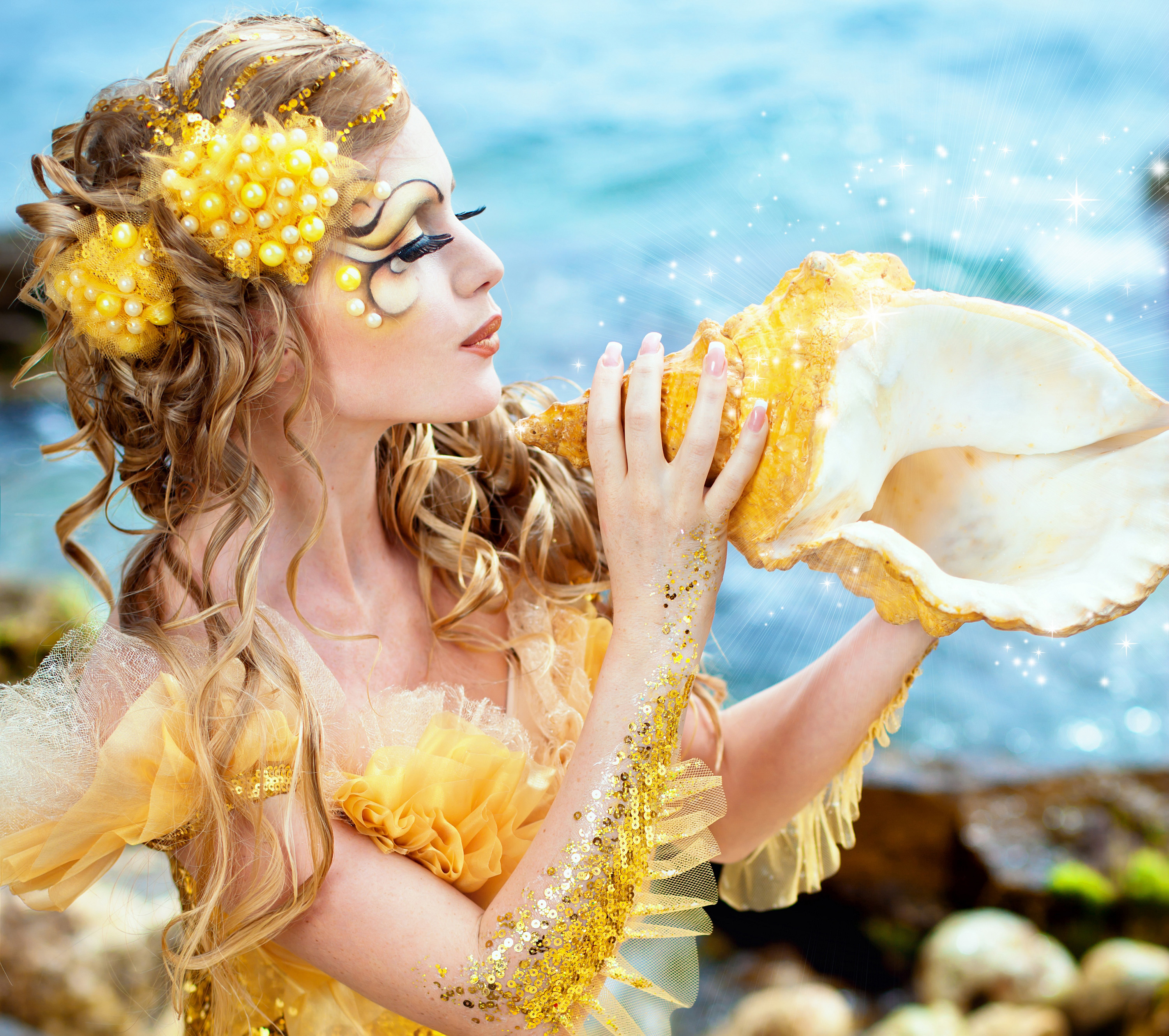 Обои девушка, ракушка, русалка, girl, shell, mermaid разрешение 3000x2660 Загрузить