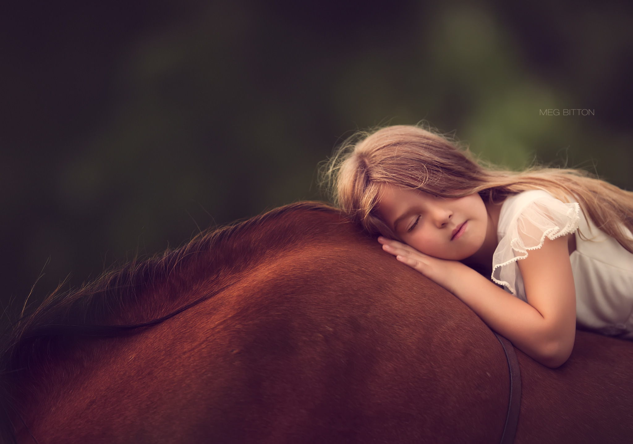 Обои лошадь, сон, дети, девочка, отдых, ребенок, конь, закрытые глаза, horse, sleep, children, girl, stay, child, closed eyes разрешение 2048x1437 Загрузить