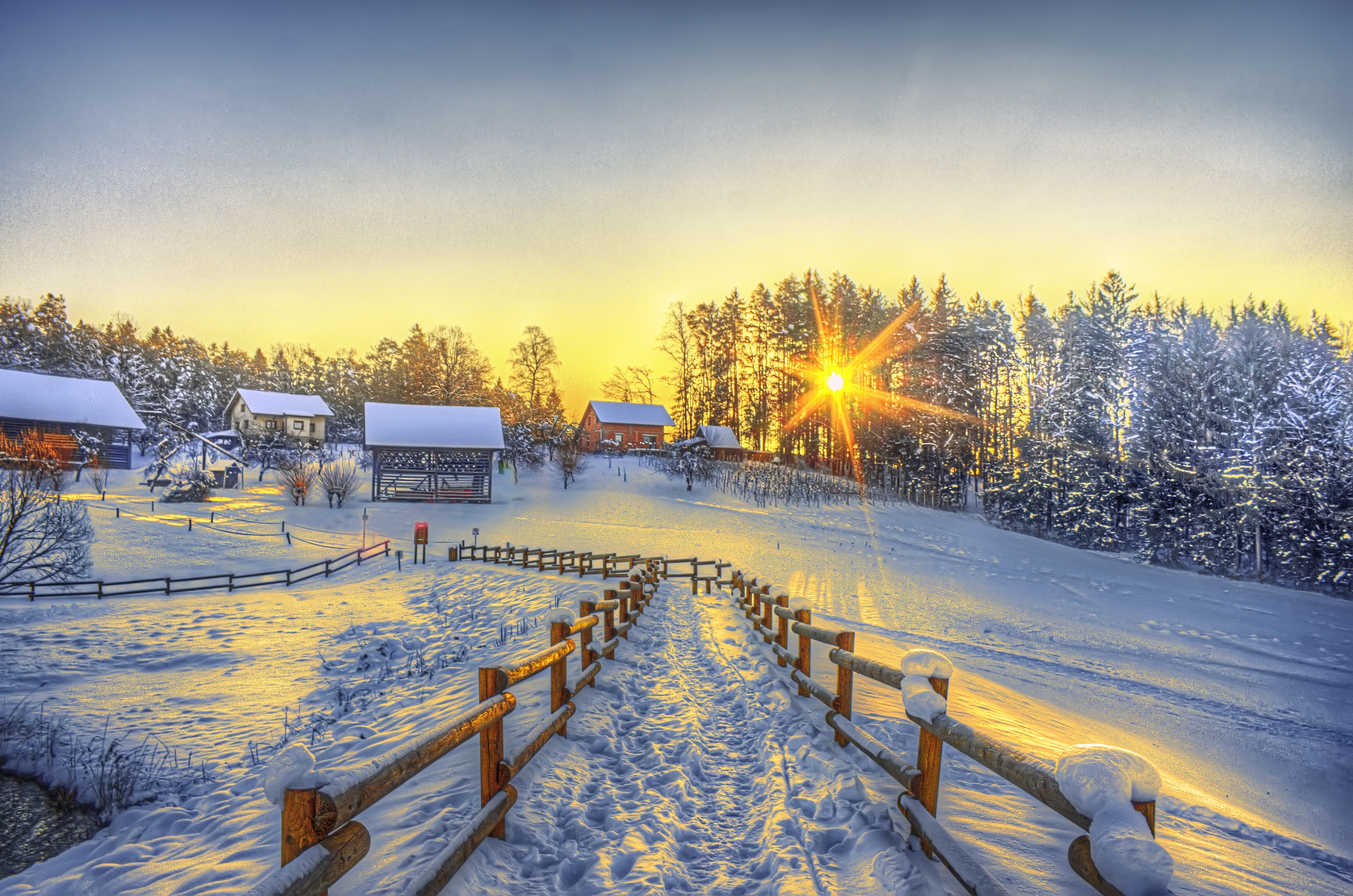 красивые фото зимы в деревне