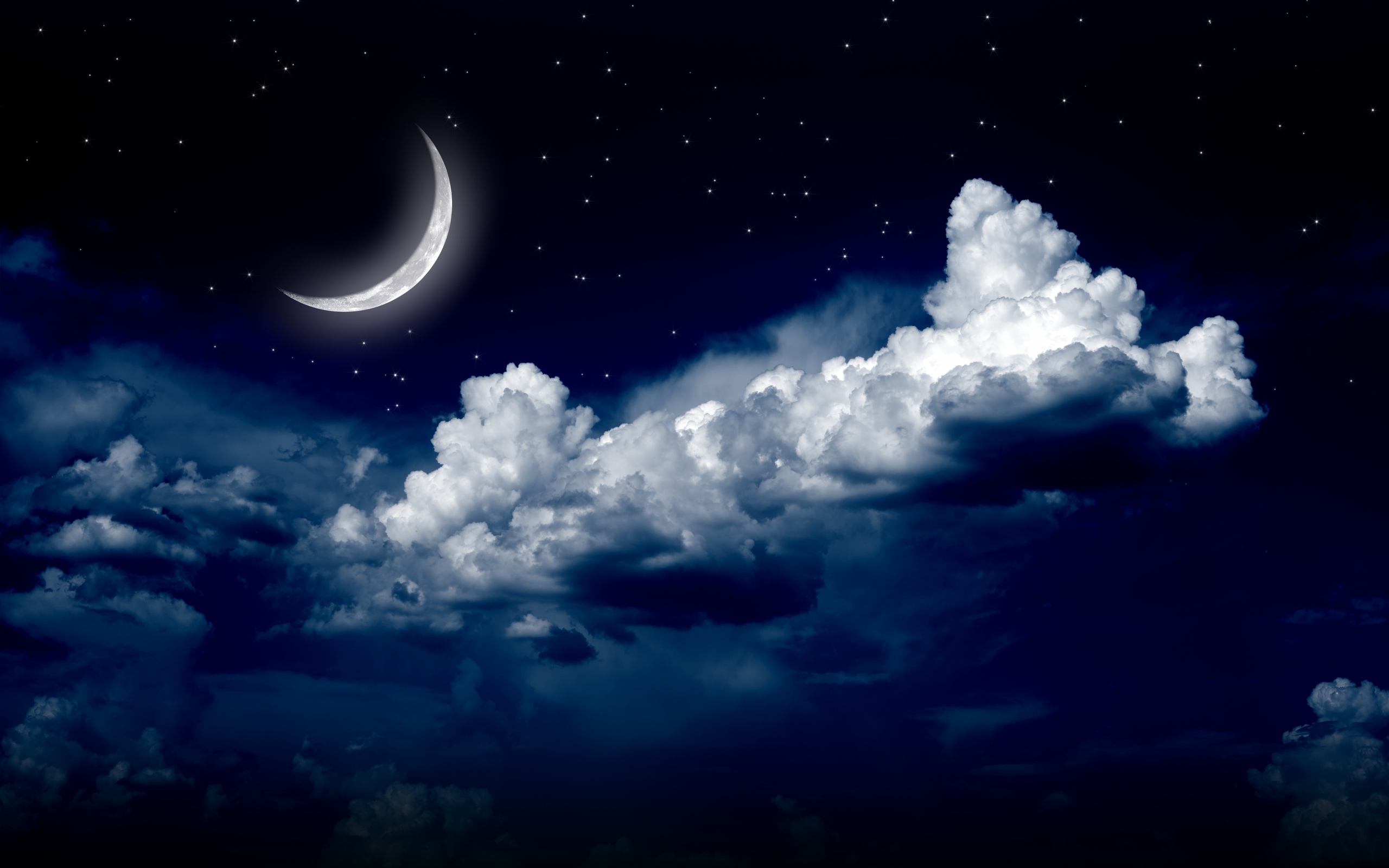 Обои небо, moon, ландшафт, облака, на природе, лунный свет, ночь, ноч, природа, звезд, пейзаж, звезды, луна, неба, the sky, clouds, moonlight, night, nature, landscape, stars, the moon, sky разрешение 2560x1600 Загрузить