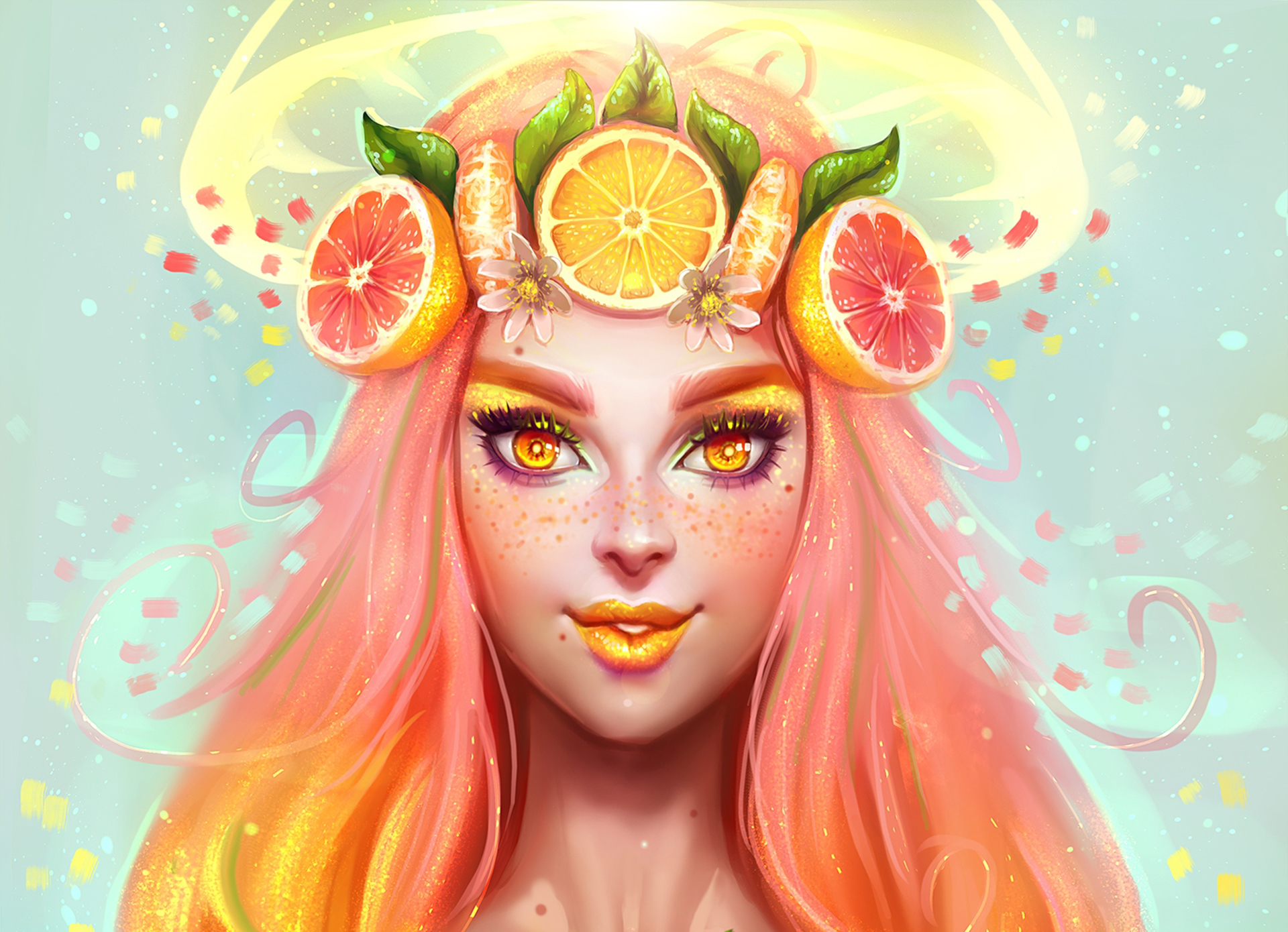Девушка с фруктами на голове