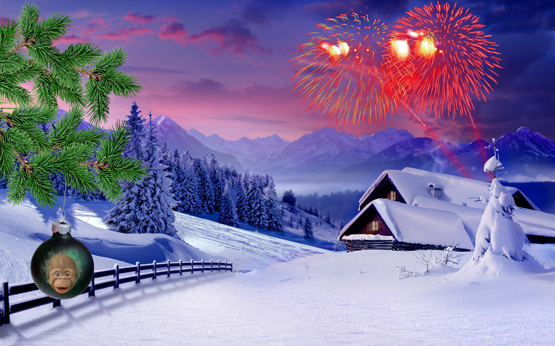 Обои снег, новый год, зима, праздник, 2016., snow, new year, winter, holiday разрешение 1920x1200 Загрузить