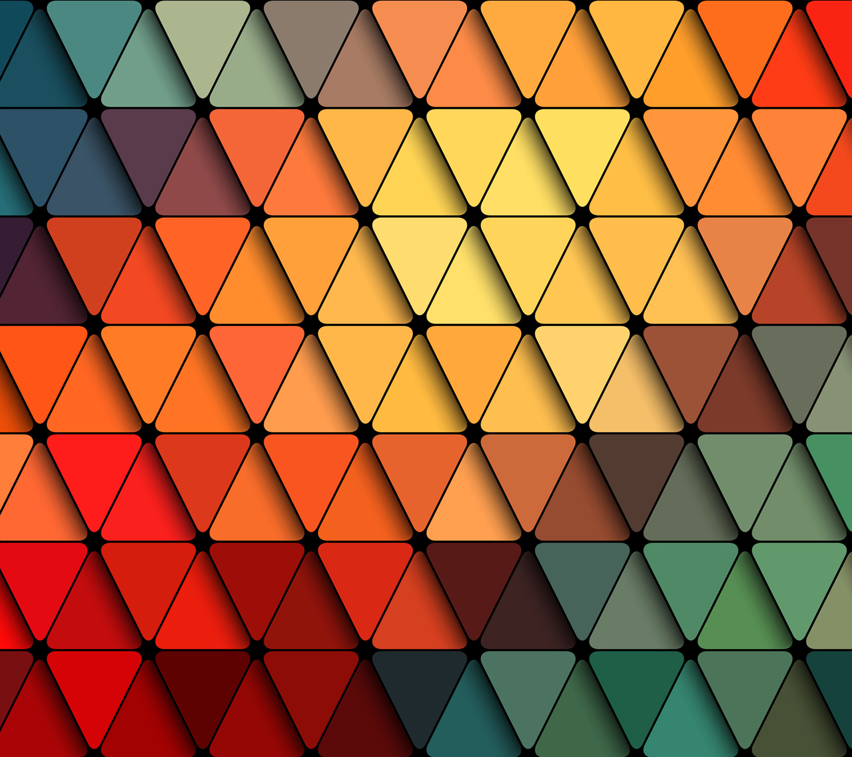 Обои абстракция, текстура, линии, формы, цветные треугольники, abstraction, texture, line, form, colored triangles разрешение 2880x2560 Загрузить