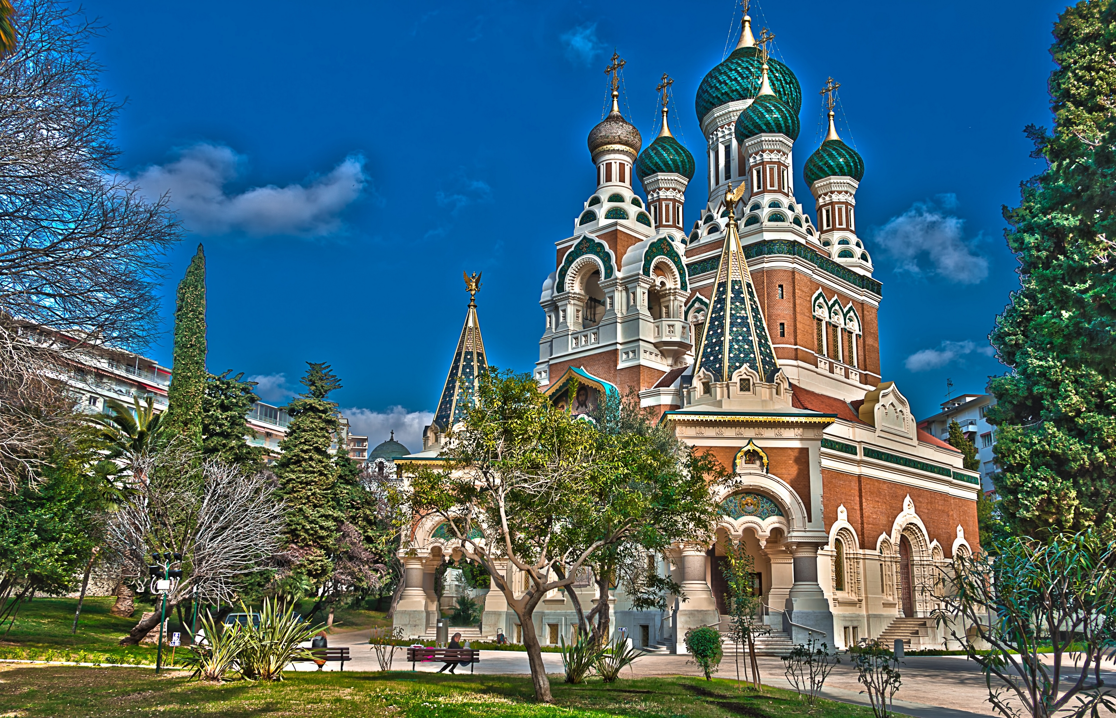 Обои храм, франция, франци, ницца, saint nicholas orthodox cathedral, собор святителя николая чудотворца, николаевский собор, temple, france, nice, the cathedral of st. nicholas the wonderworker, nicholas cathedral разрешение 3600x2317 Загрузить