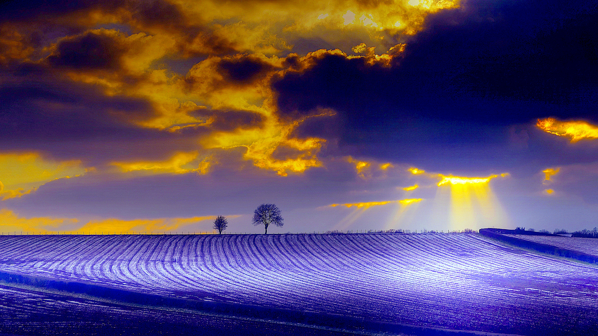 поле небо облака лучи field the sky clouds rays скачать