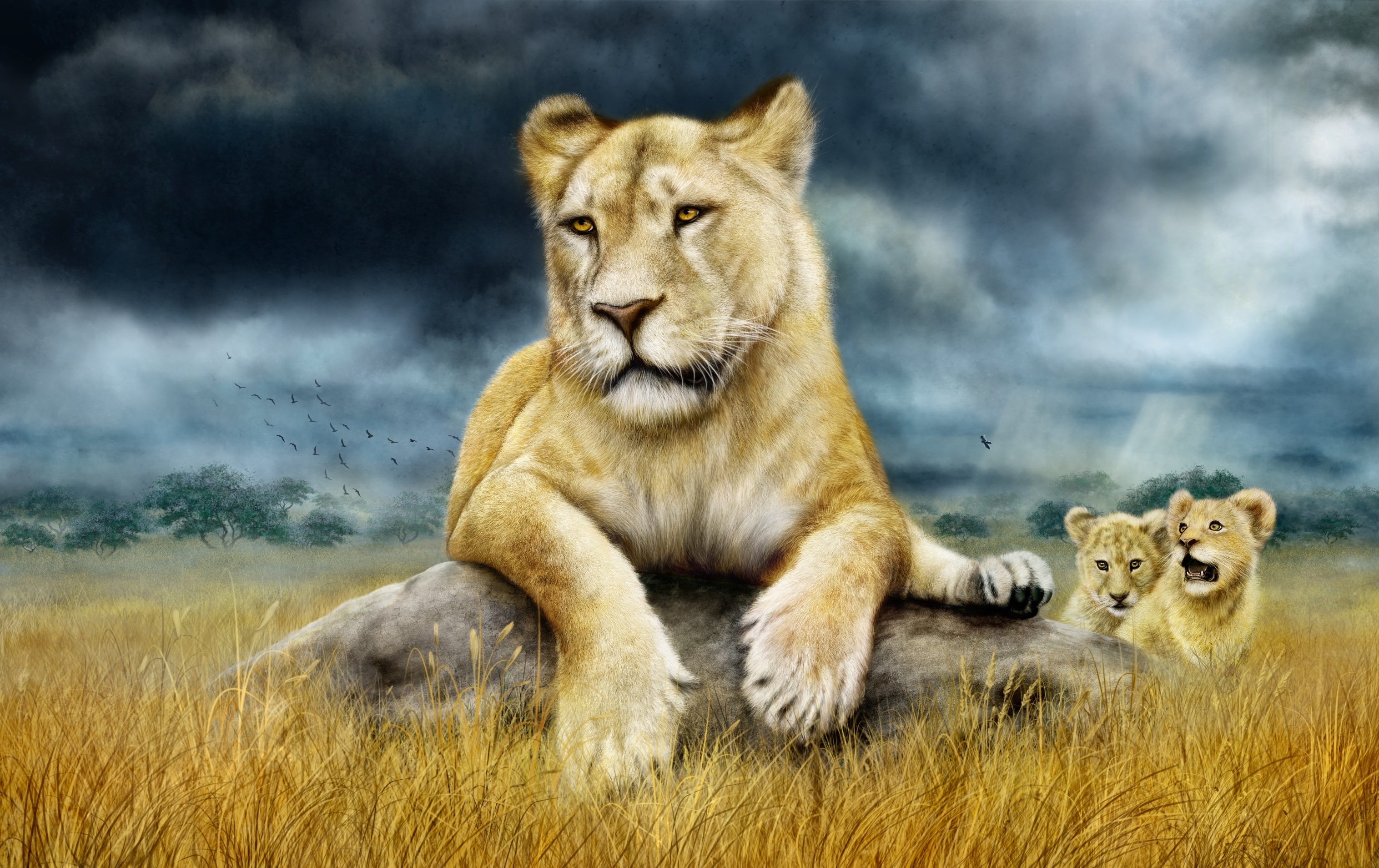 лев львица трава бесплатно