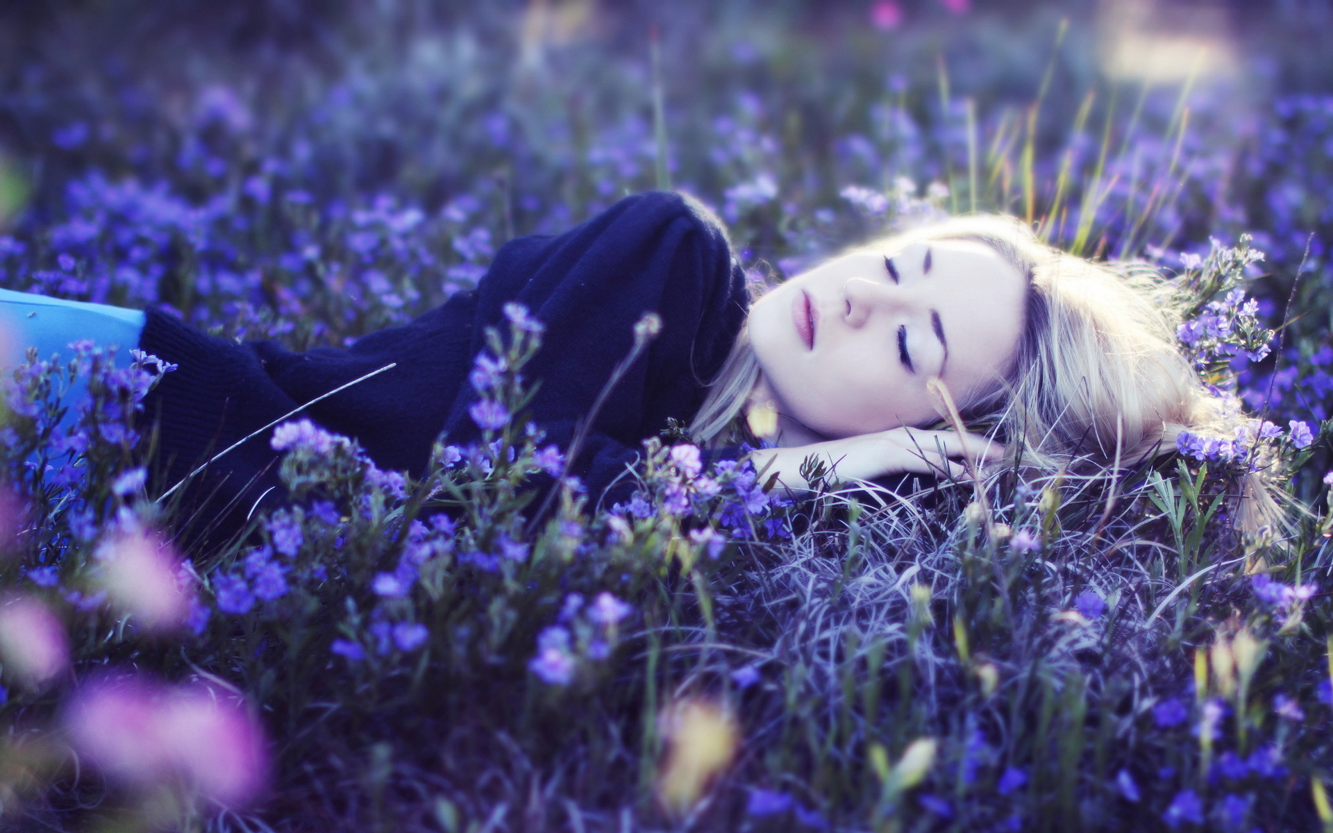 Музыка девочка с моих снов. Девушка среди цветов. Девушка в траве. Фотосессия в цветах спят.