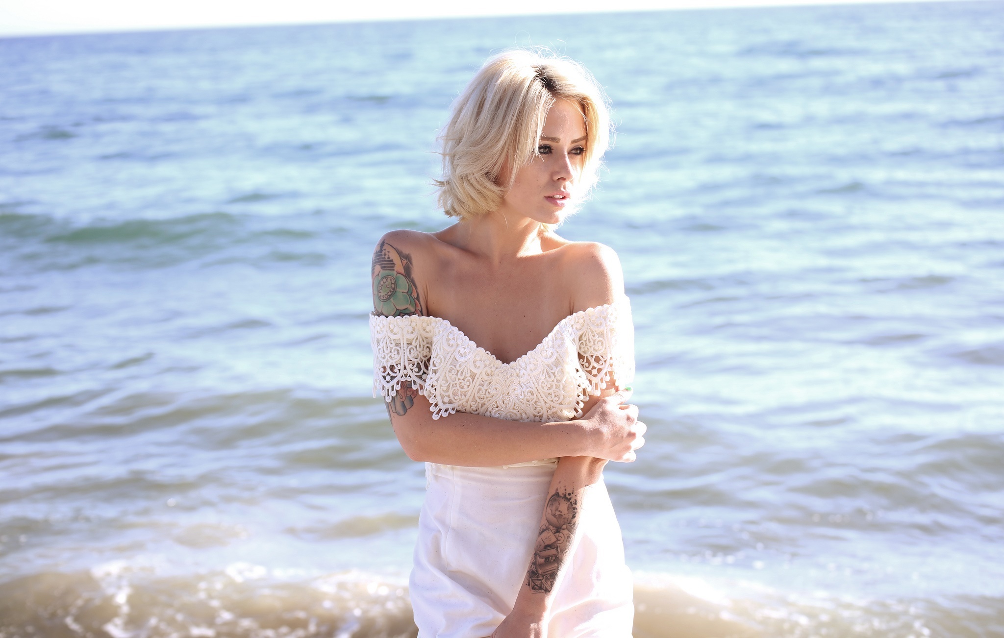 Обои девушка, платье, блондинка, татуировки, тату, alysha nett, girl, dress, blonde, tattoo разрешение 2048x1302 Загрузить