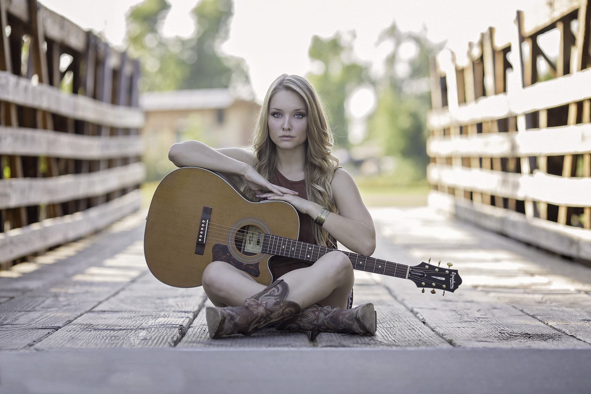 девушка блондинка гитара girl blonde guitar бесплатно
