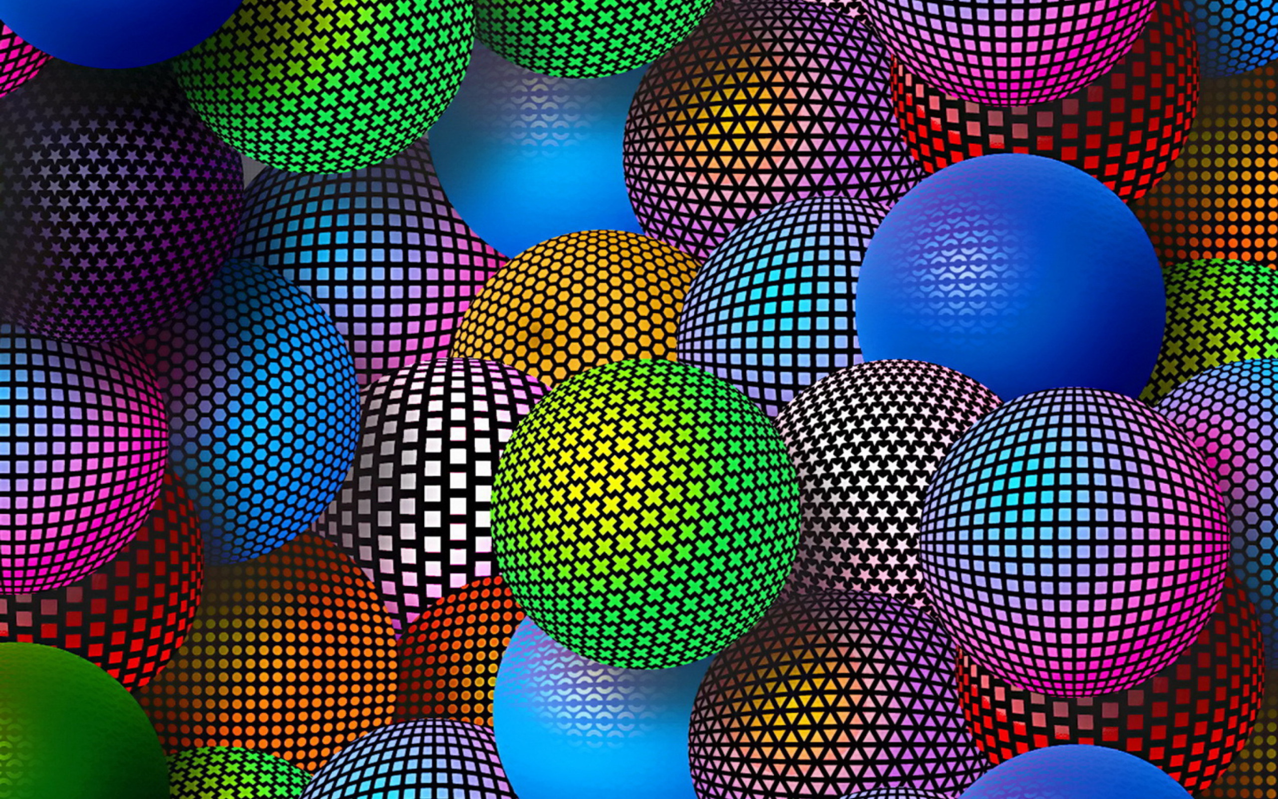 Обои шары, разноцветные, 3д, неоновые, balls, colorful, 3d, neon разрешение 2560x1600 Загрузить