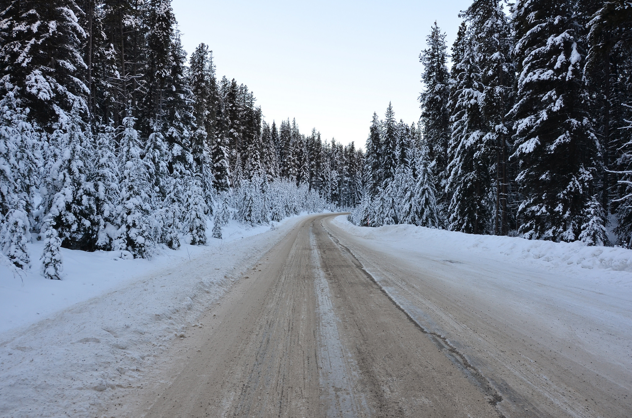 Обои дорога, лес, зима, road, forest, winter разрешение 2048x1356 Загрузить