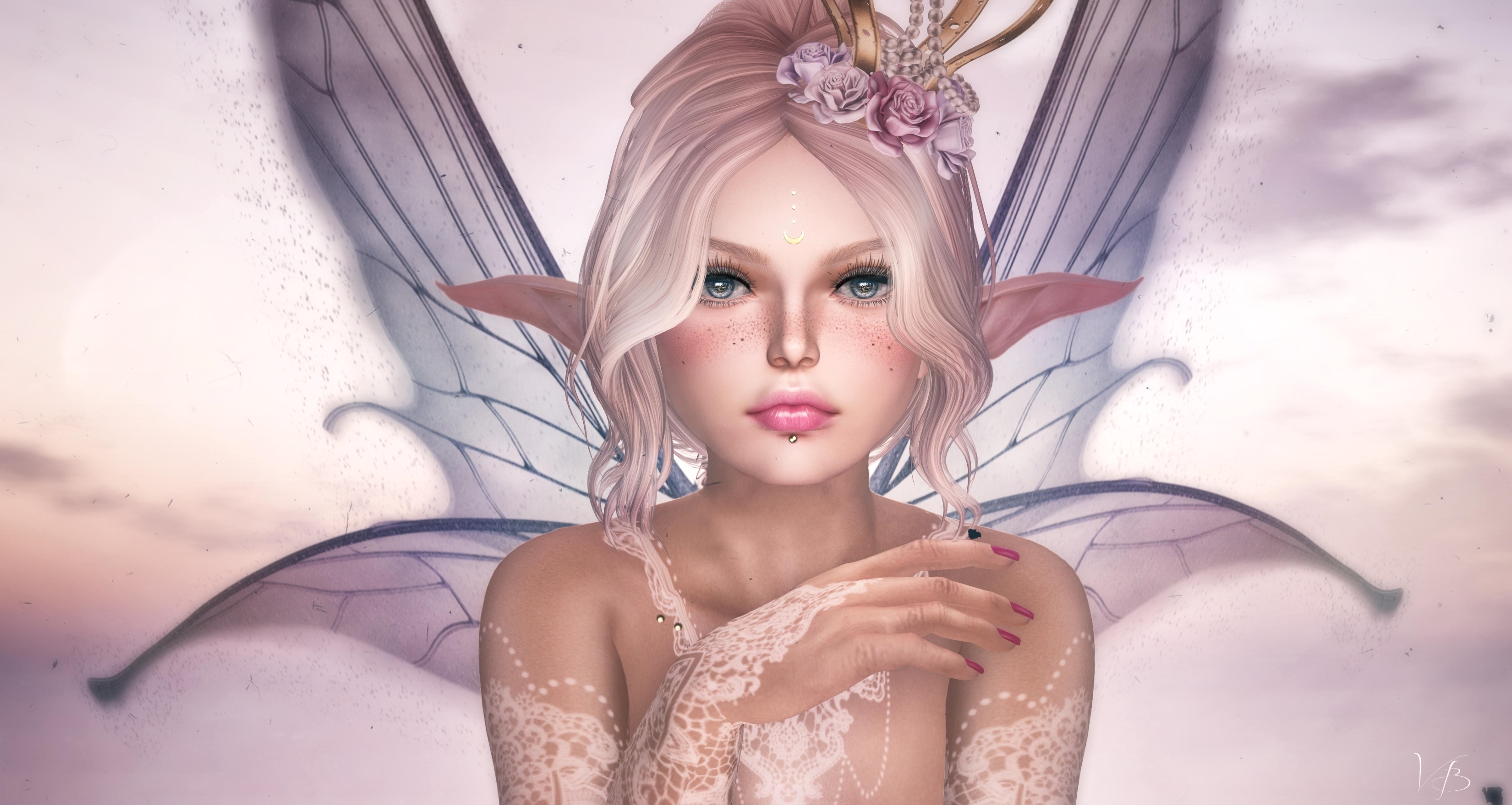 Обои цветы, девушка, крылья, фея, эльф, flowers, girl, wings, fairy, elf разрешение 3300x1759 Загрузить