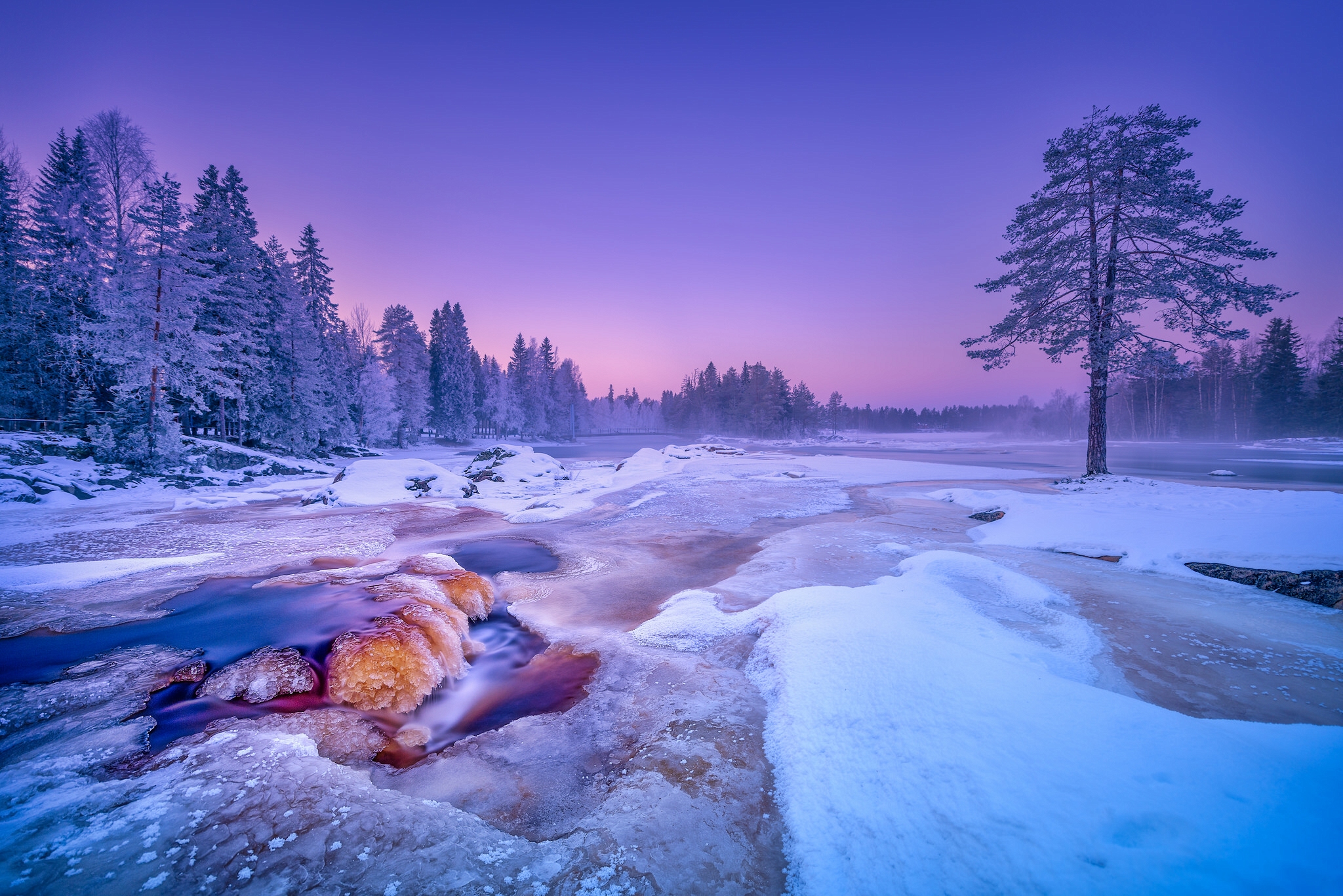 Обои деревья, река, снег, лес, зима, финляндия, kiiminkijoki river, река кииминкийоки, trees, river, snow, forest, winter, finland, river kiiminkijoki разрешение 2048x1367 Загрузить