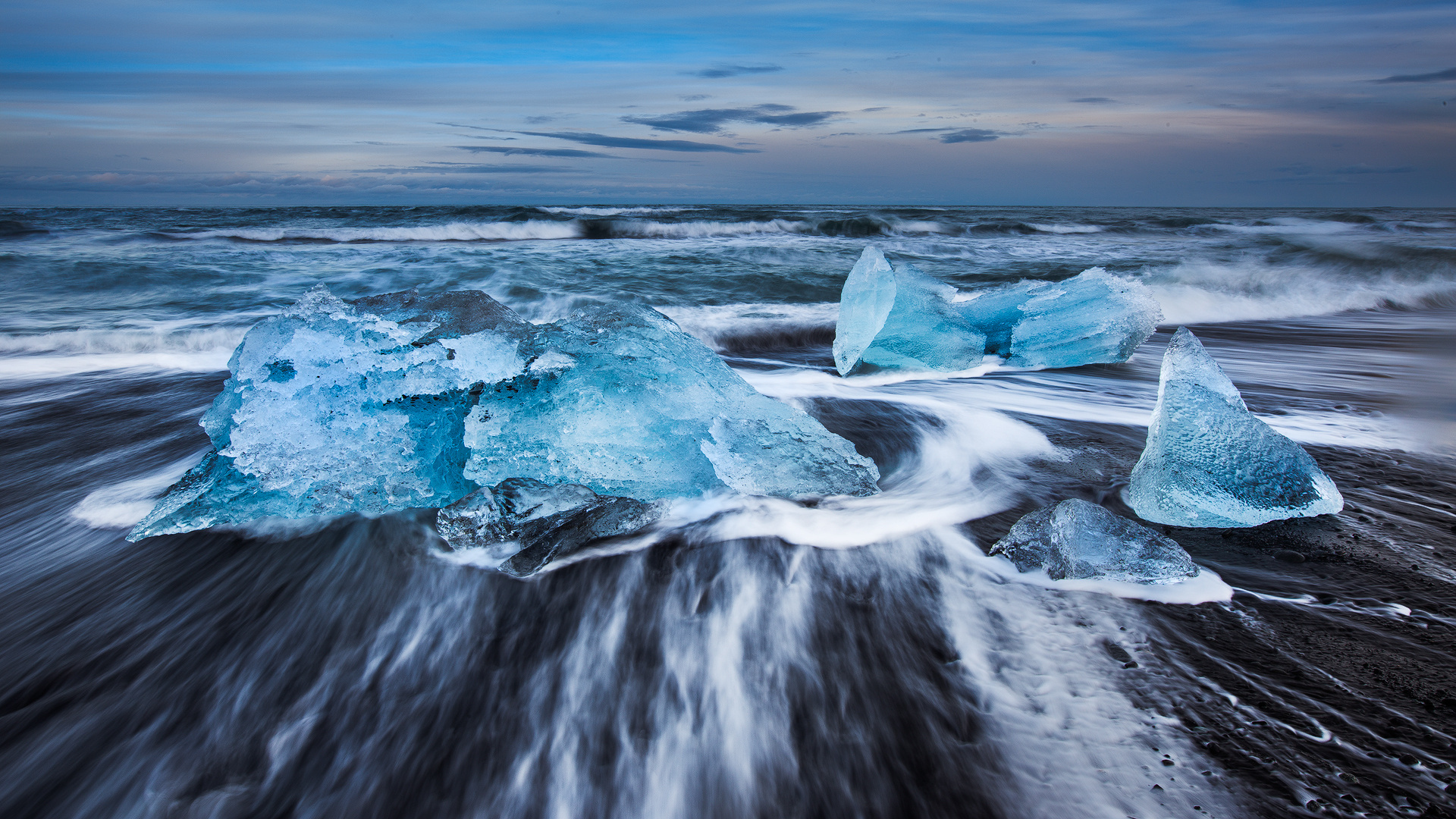 Обои снег, зима, пейзаж, море, лёд, холод, ландшафт, алмазы, snow, winter, landscape, sea, ice, cold, diamonds разрешение 1920x1080 Загрузить