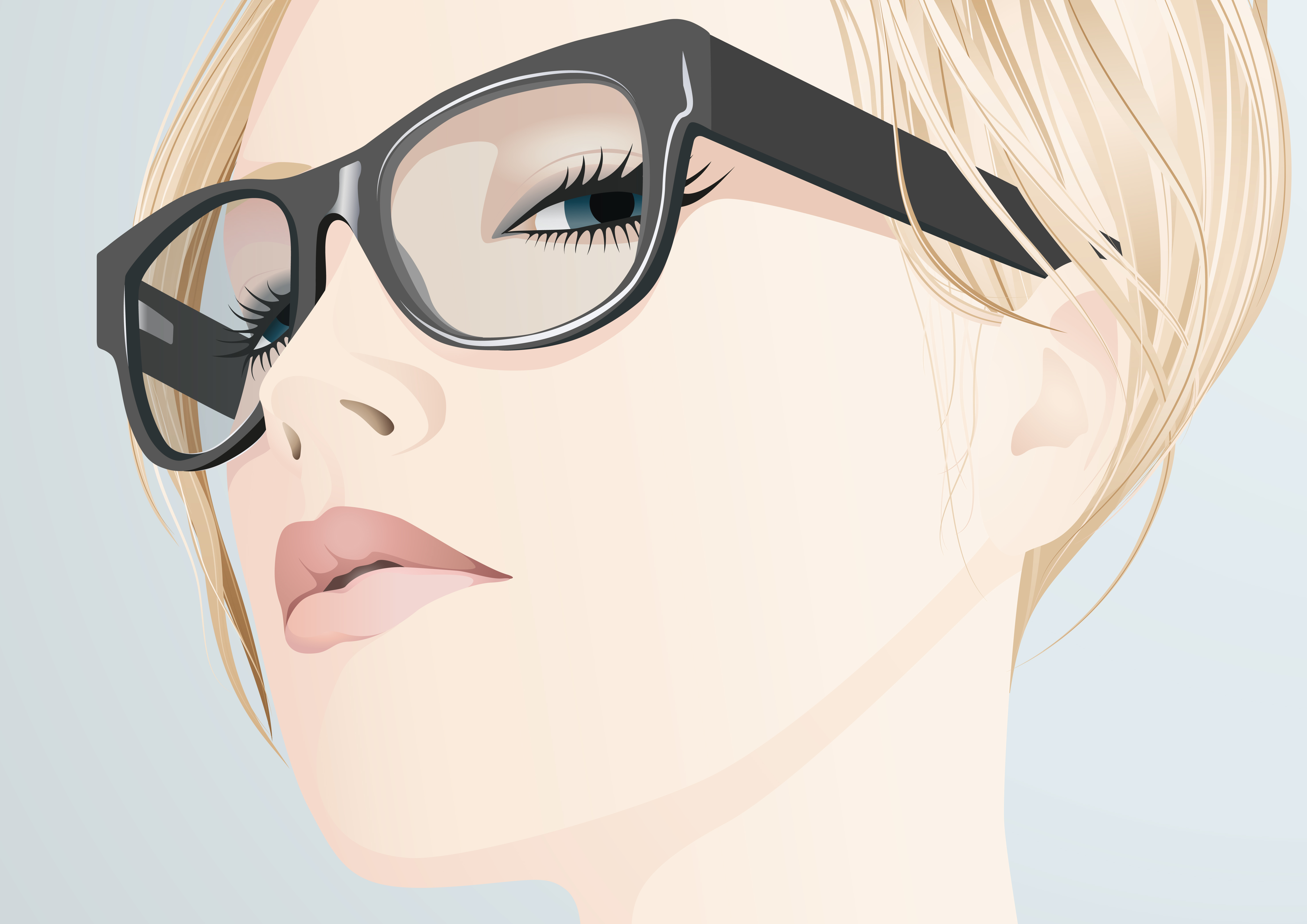 Обои девушка, вектор, блондинка, взгляд, очки, лицо, ресницы, girl, vector, blonde, look, glasses, face, eyelashes разрешение 5900x4172 Загрузить