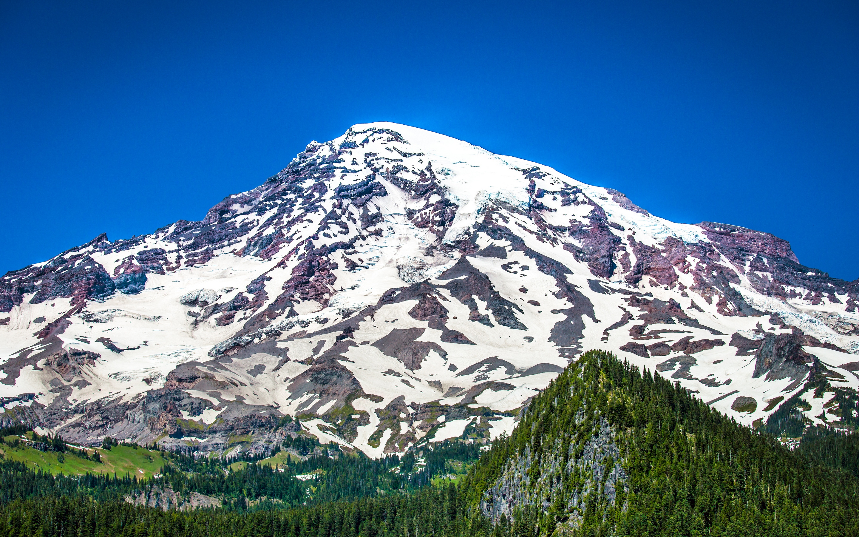 Обои снег, природа, лес, гора, сша, mt. rainier, snow, nature, forest, mountain, usa разрешение 2880x1800 Загрузить