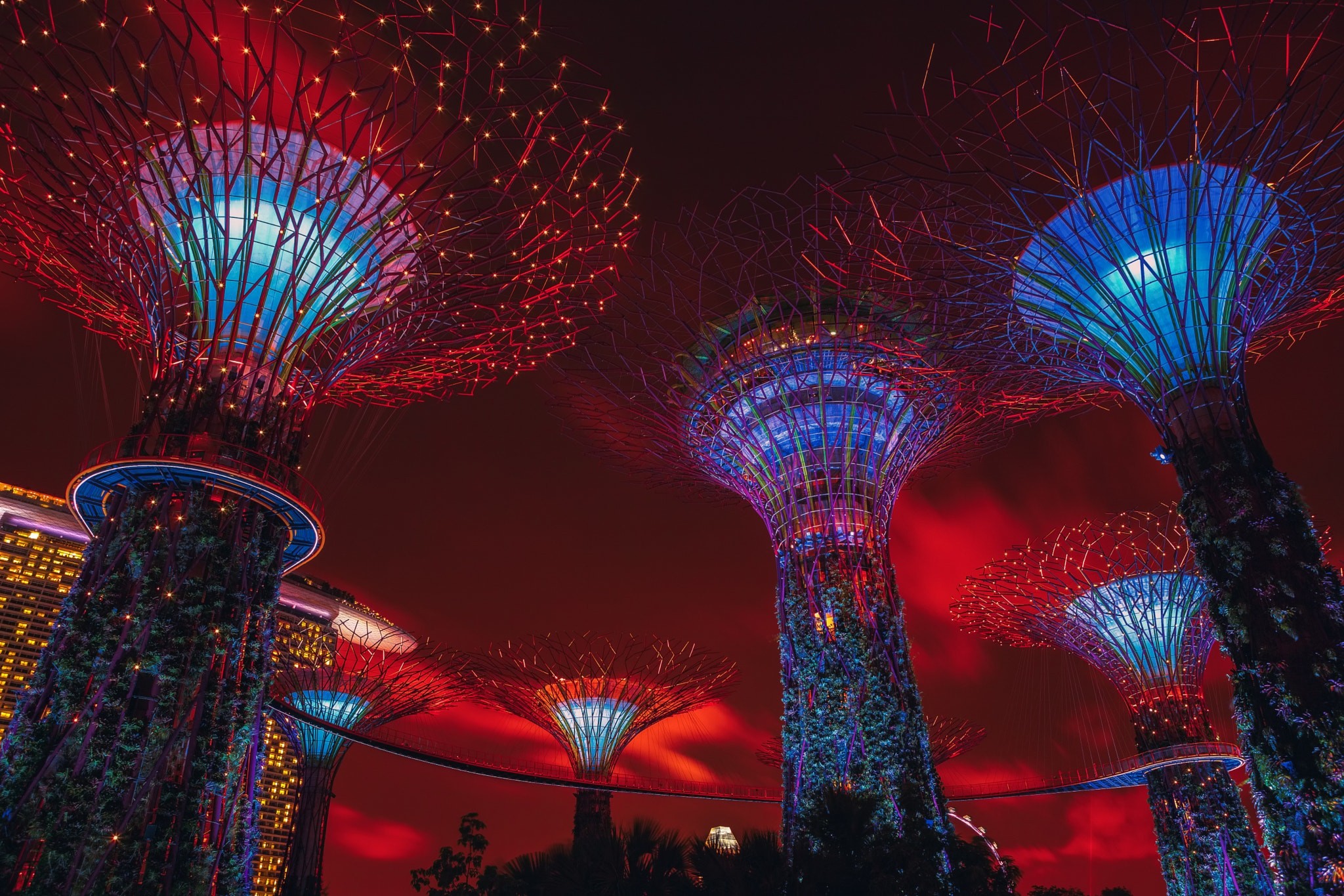 Обои ночь, огни, город, архитектура, сингапур, night, lights, the city, architecture, singapore разрешение 2048x1365 Загрузить