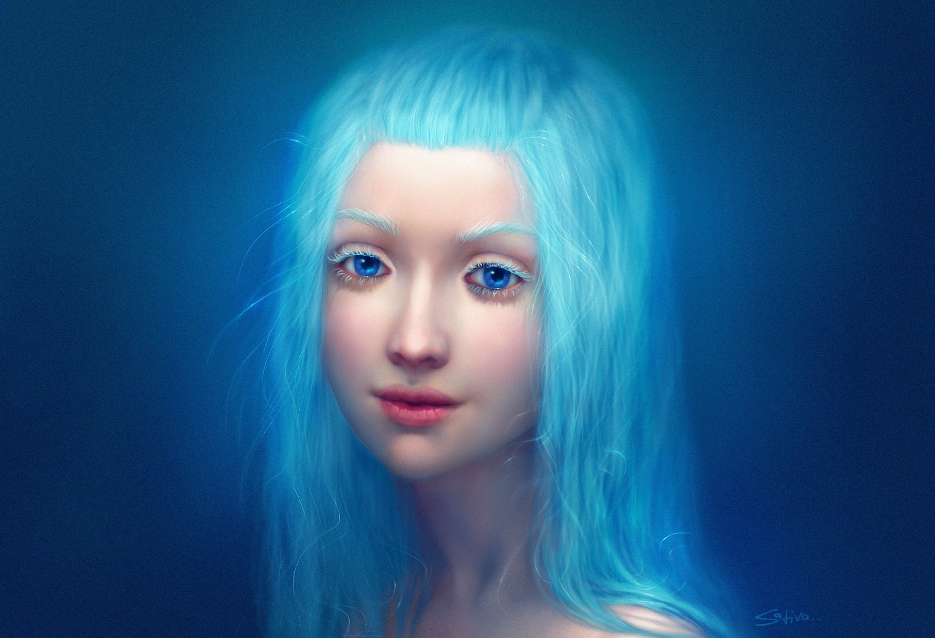 Обои девушка, взгляд, волосы, лицо, синие волосы, girl, look, hair, face, blue hair разрешение 1920x1311 Загрузить