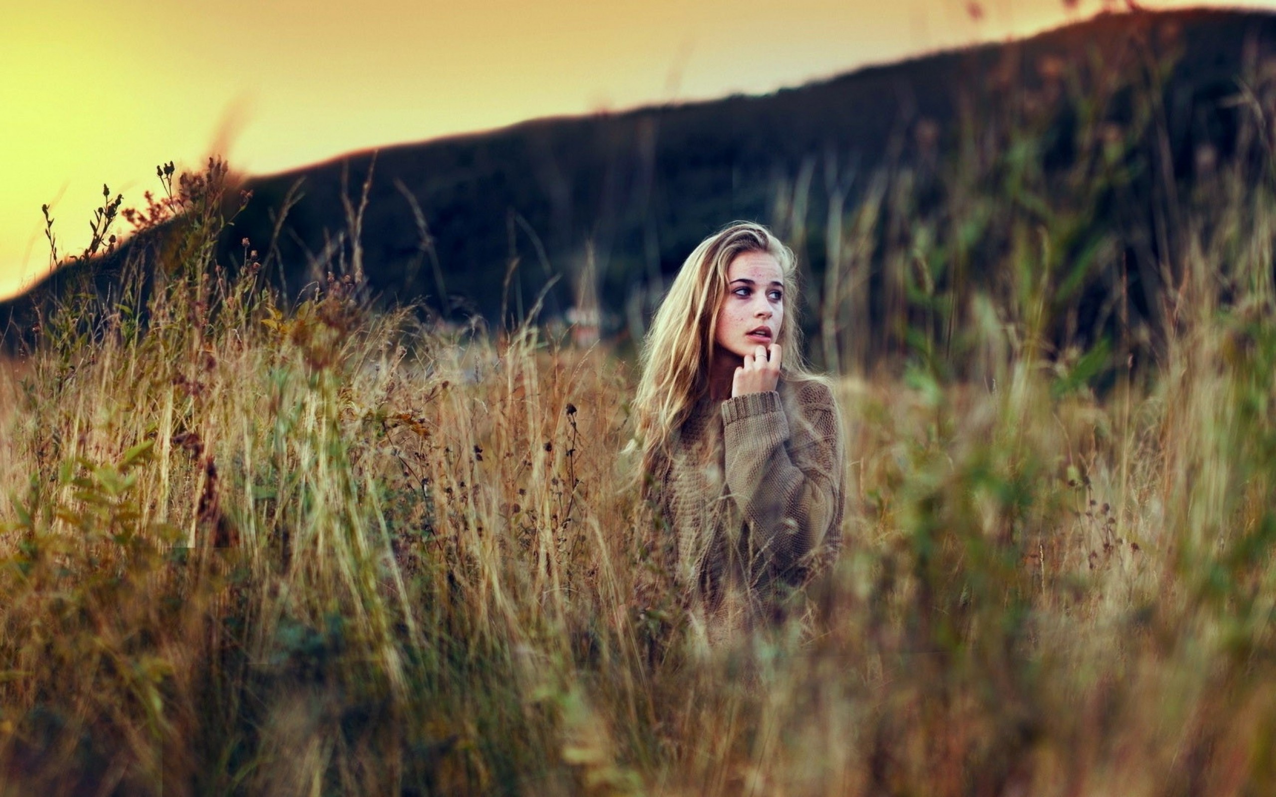 Обои трава, девушка, блондинка, поле, модель, grass, girl, blonde, field, model разрешение 2560x1600 Загрузить