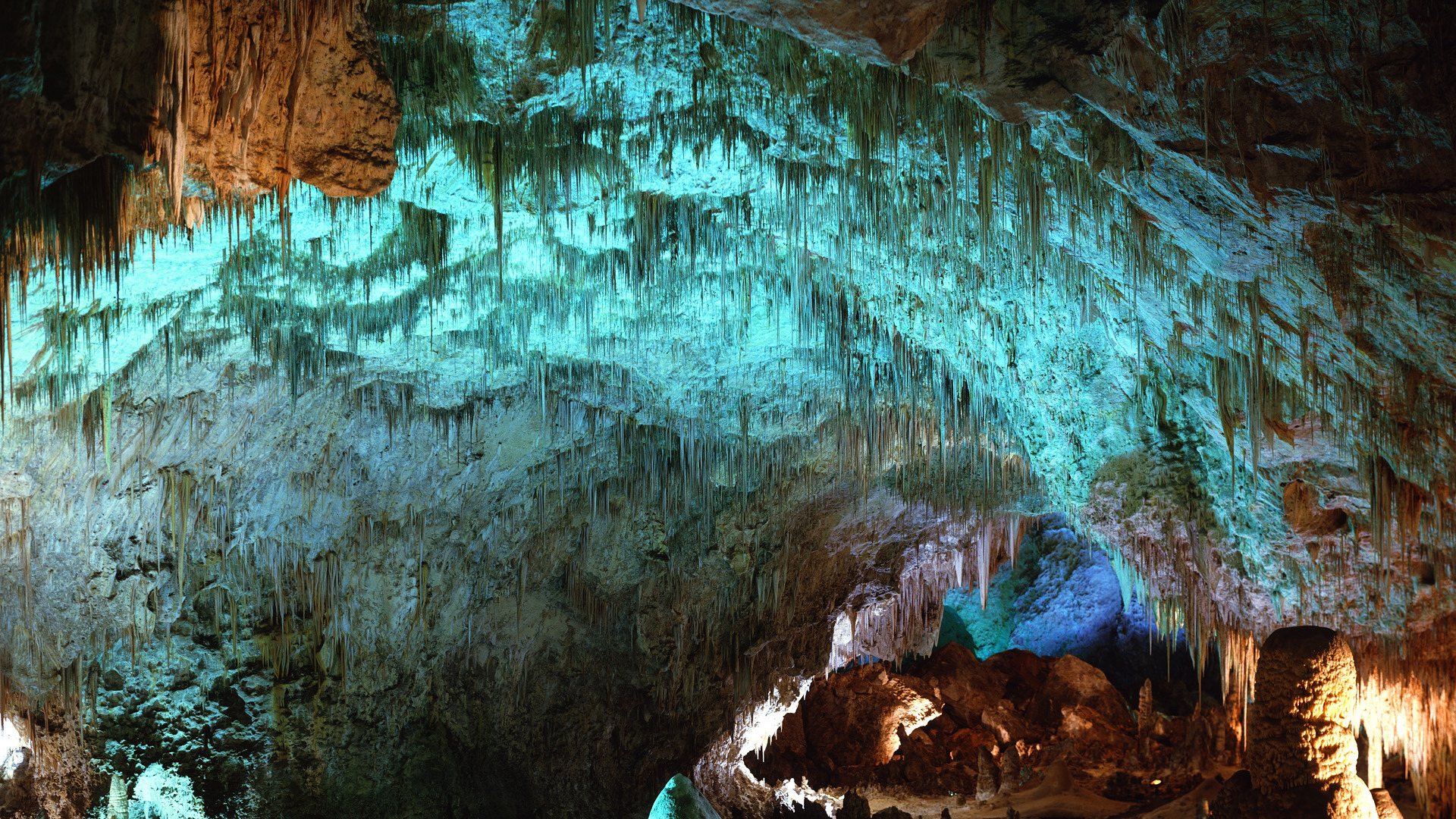 Обои сша, пещера, нью-мексико, карлсбадские пещеры, carlsbad cavern, сталактиты, usa, cave, new mexico, carlsbad caverns, stalactites разрешение 1920x1080 Загрузить