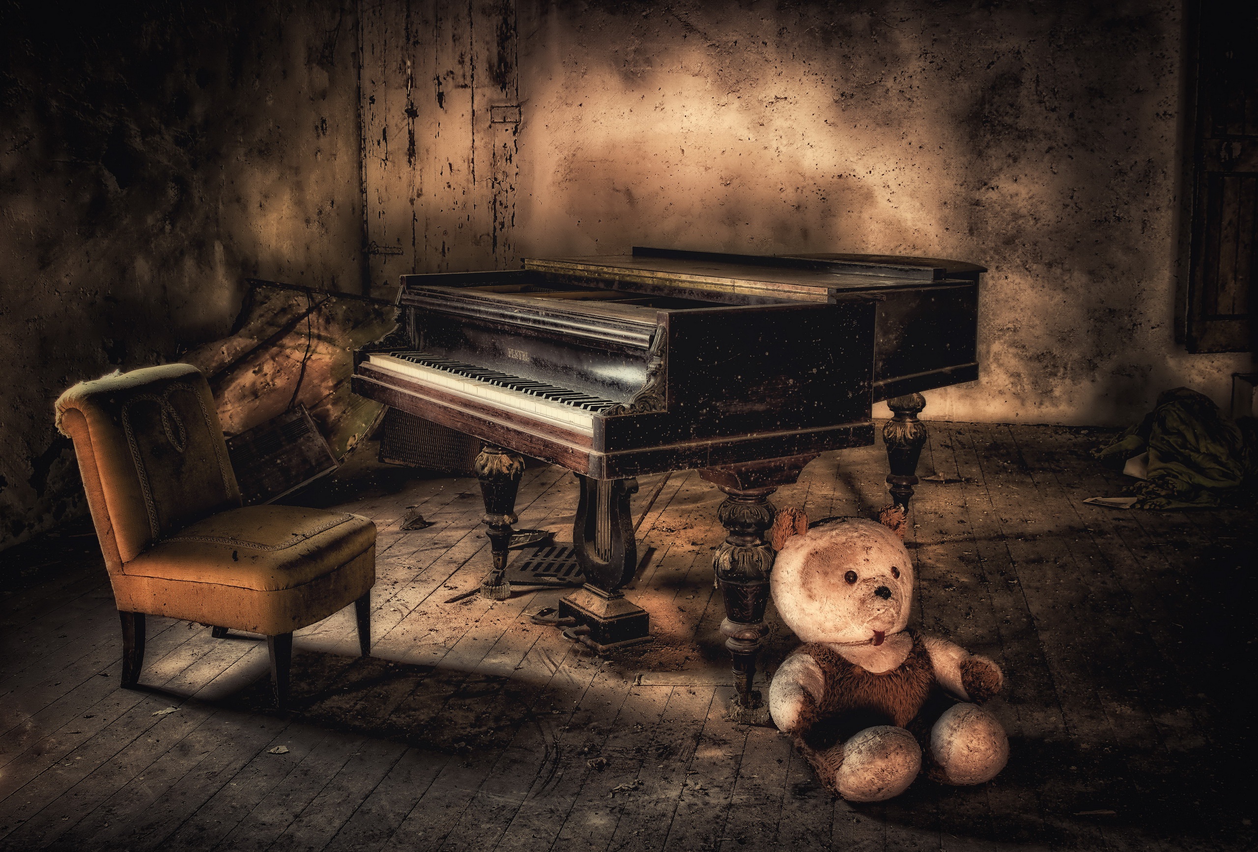 Обои мишка, кресло, пианино, bear, chair, piano разрешение 2560x1735 Загрузить