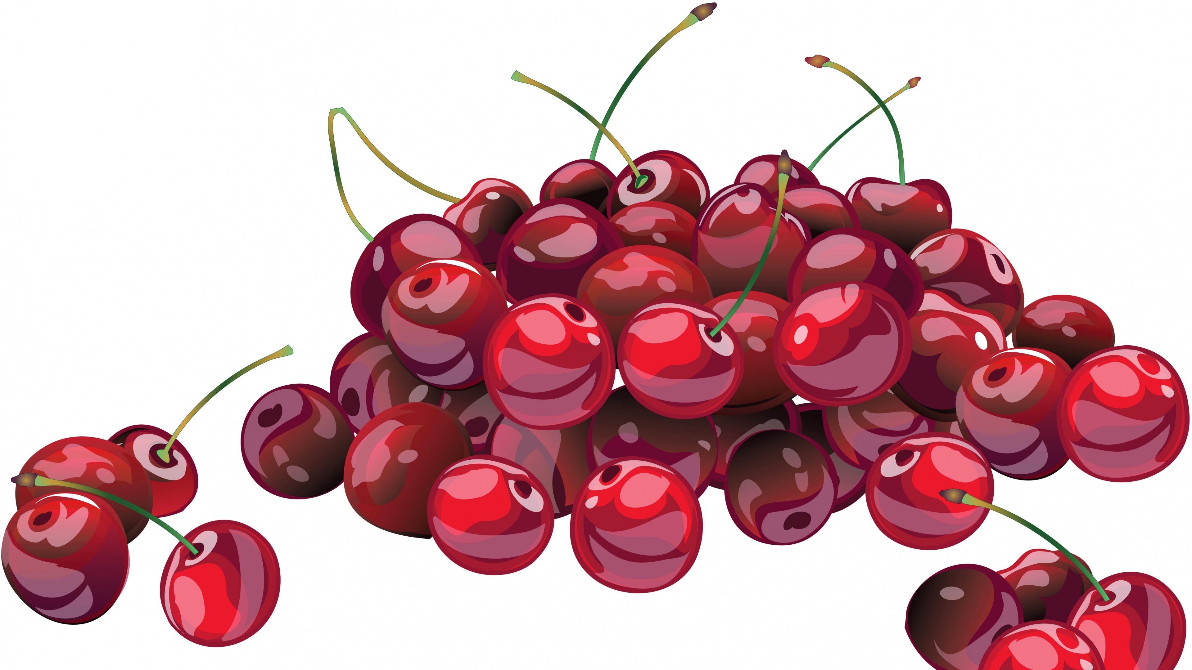 Обои арт, рисунок, макро, черешня, ягоды, вишня, art, figure, macro, cherry, berries разрешение 3840x2160 Загрузить