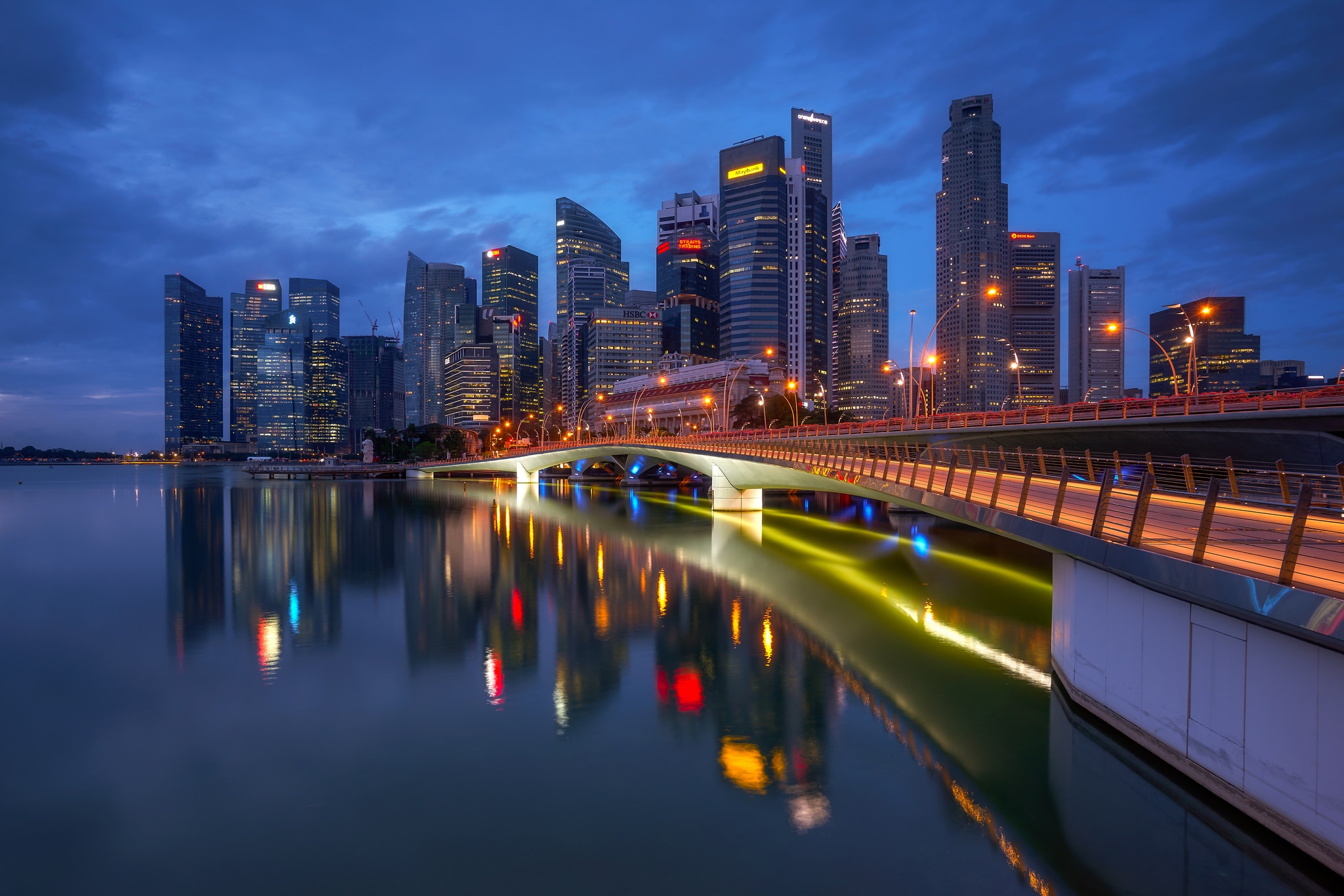 Сингапур мост огни ночь скачать
