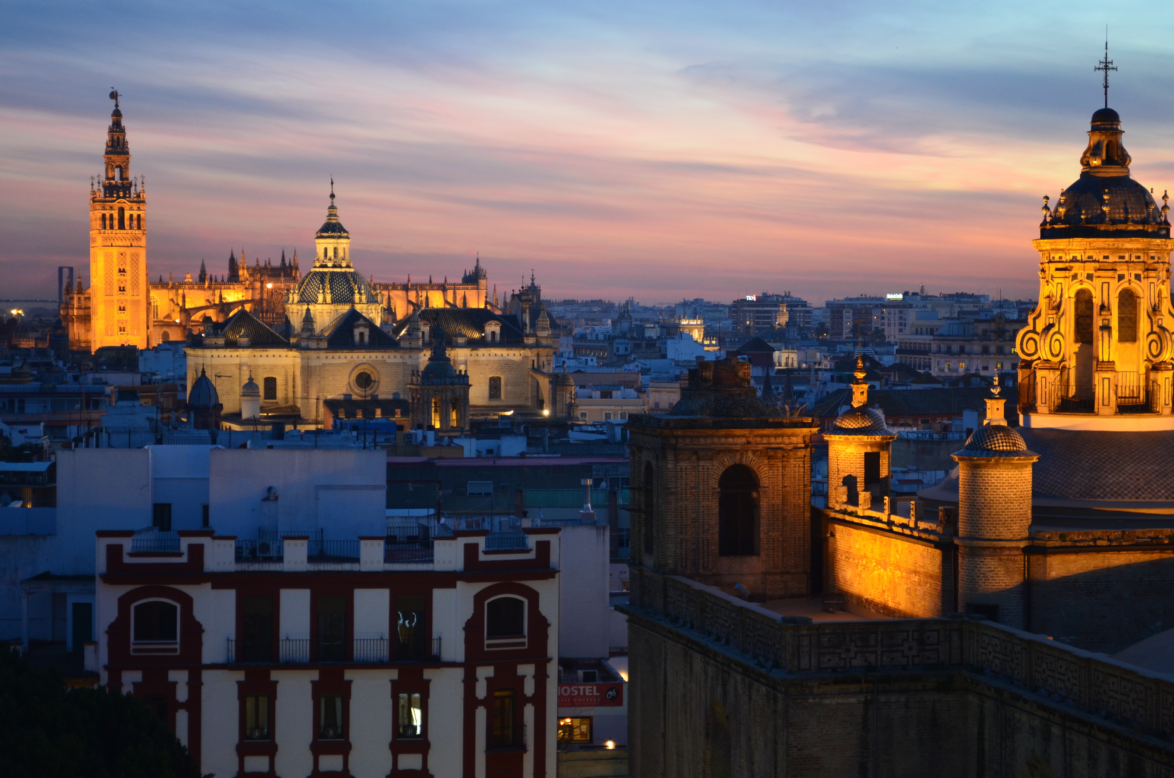 Обои вечер, собор, подсветка, сумерки, испания, севилья, the evening, cathedral, backlight, twilight, spain, seville разрешение 4928x3264 Загрузить