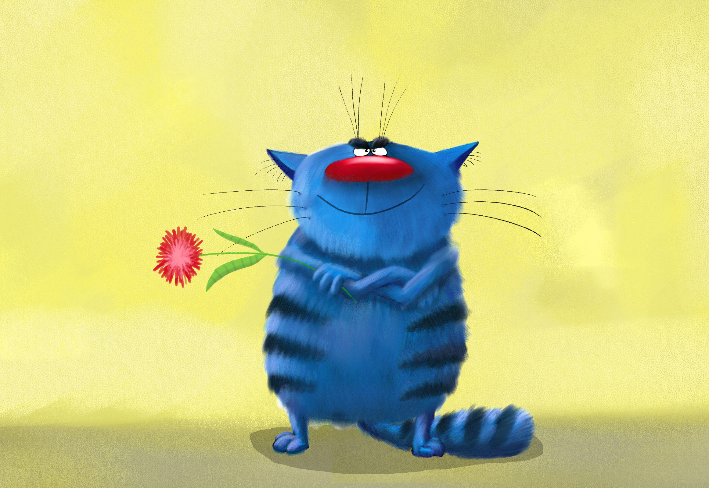 Кот цветы синие скачать