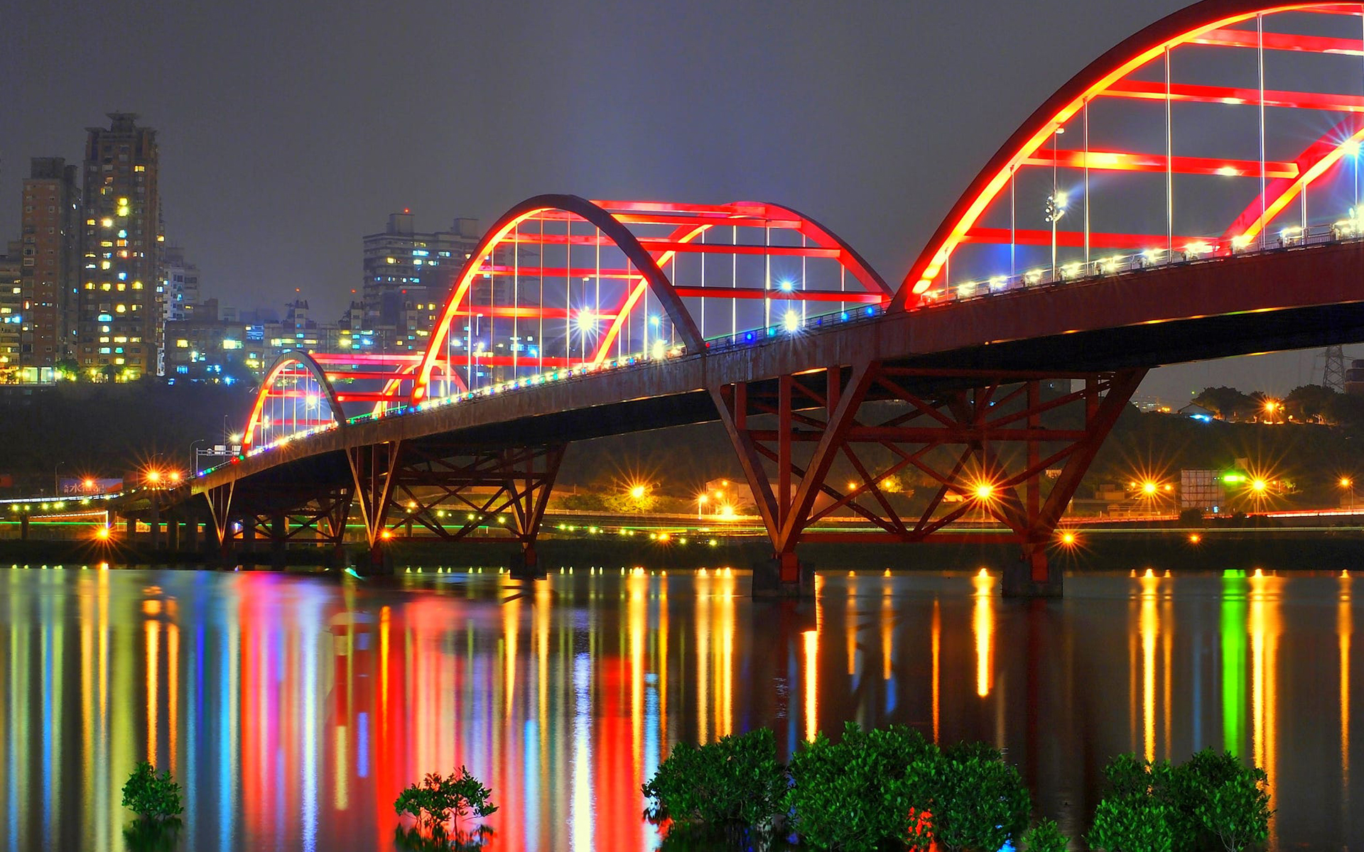 мост огни отражение город the bridge lights reflection city загрузить