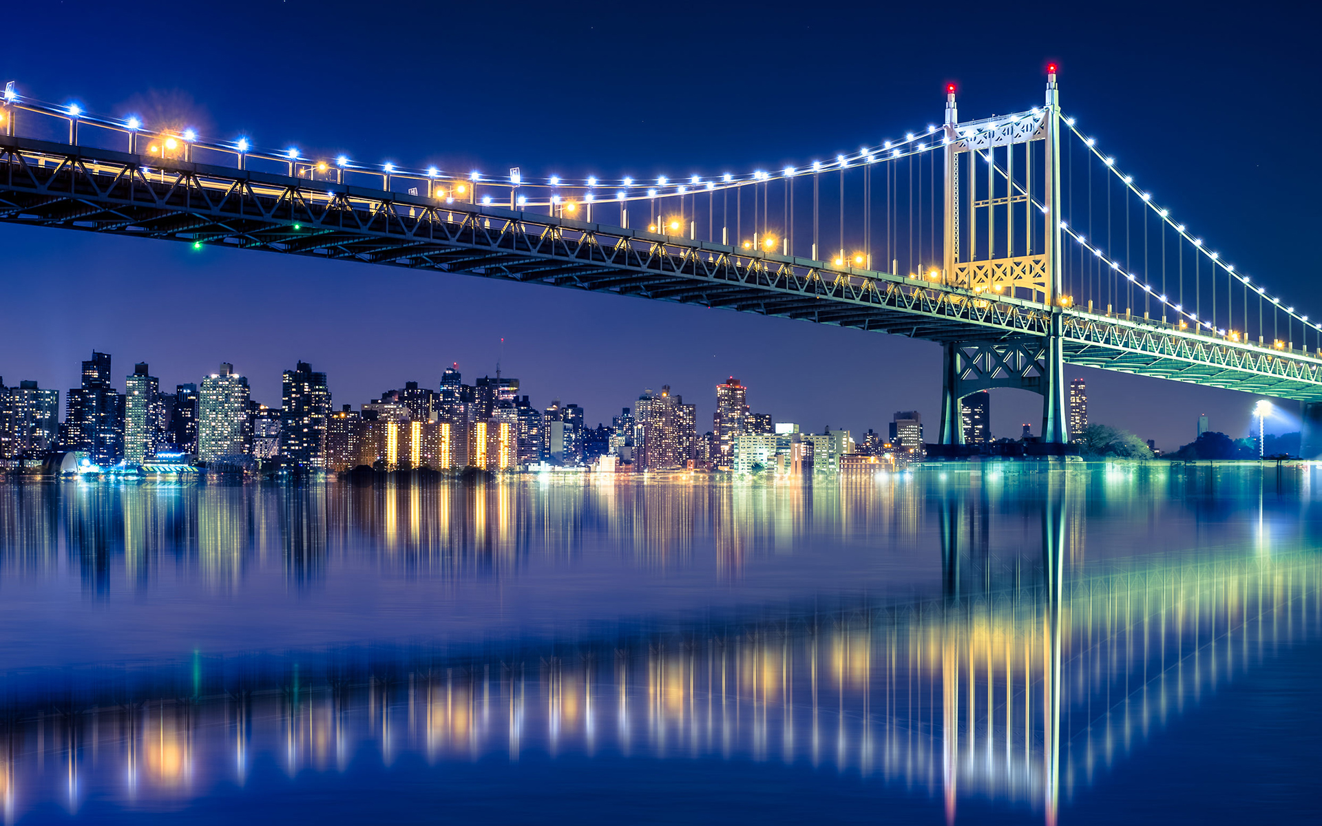 Обои ночь, огни, мост, город, манхэттен, бруклинский мост, night, lights, bridge, the city, manhattan, brooklyn bridge разрешение 1920x1200 Загрузить