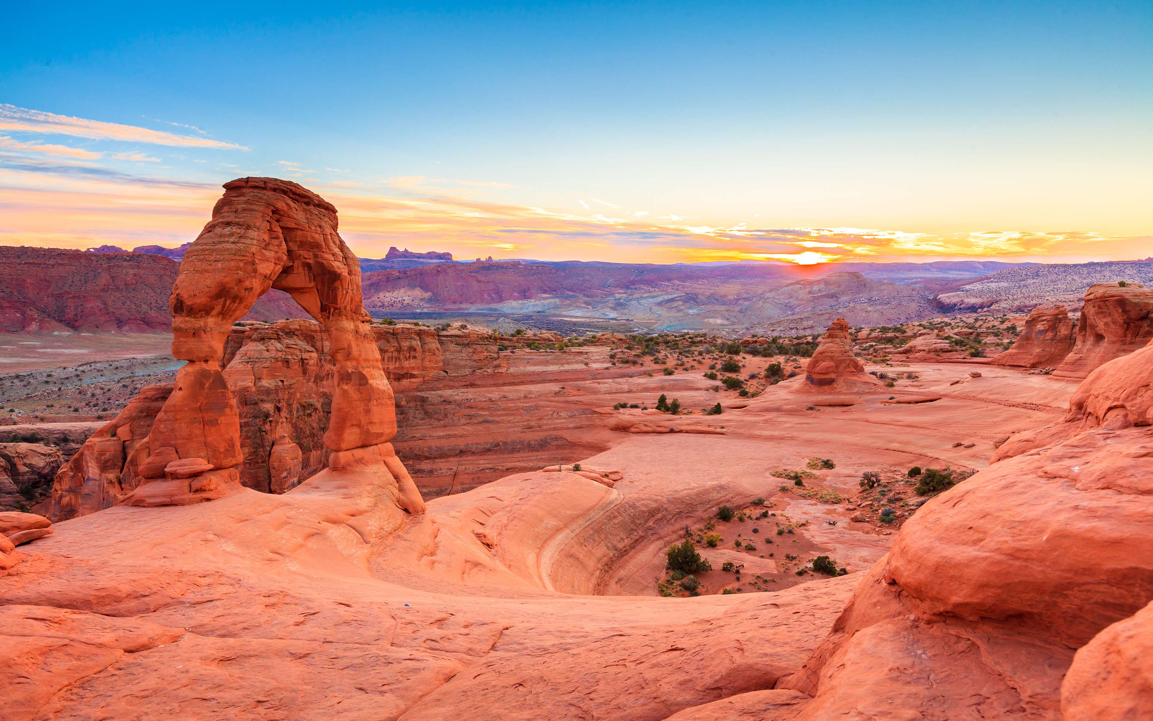 Обои скалы, пейзаж, каньон, юта, национальный парк арки, rocks, landscape, canyon, utah, arches national park разрешение 3840x2400 Загрузить