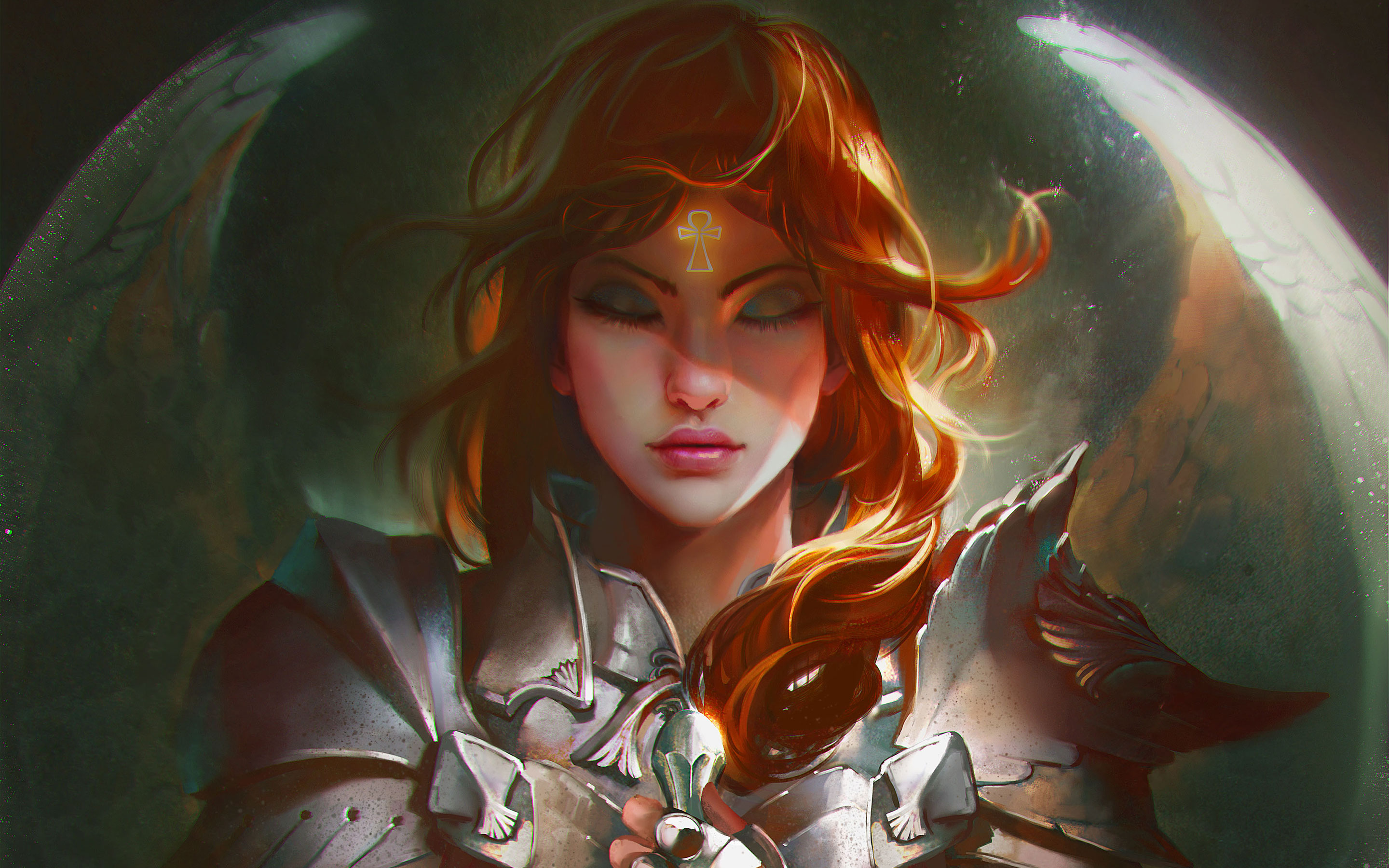 Обои арт, девушка, фэнтези, рыжая, доспехи, art, girl, fantasy, red, armor разрешение 2880x1800 Загрузить